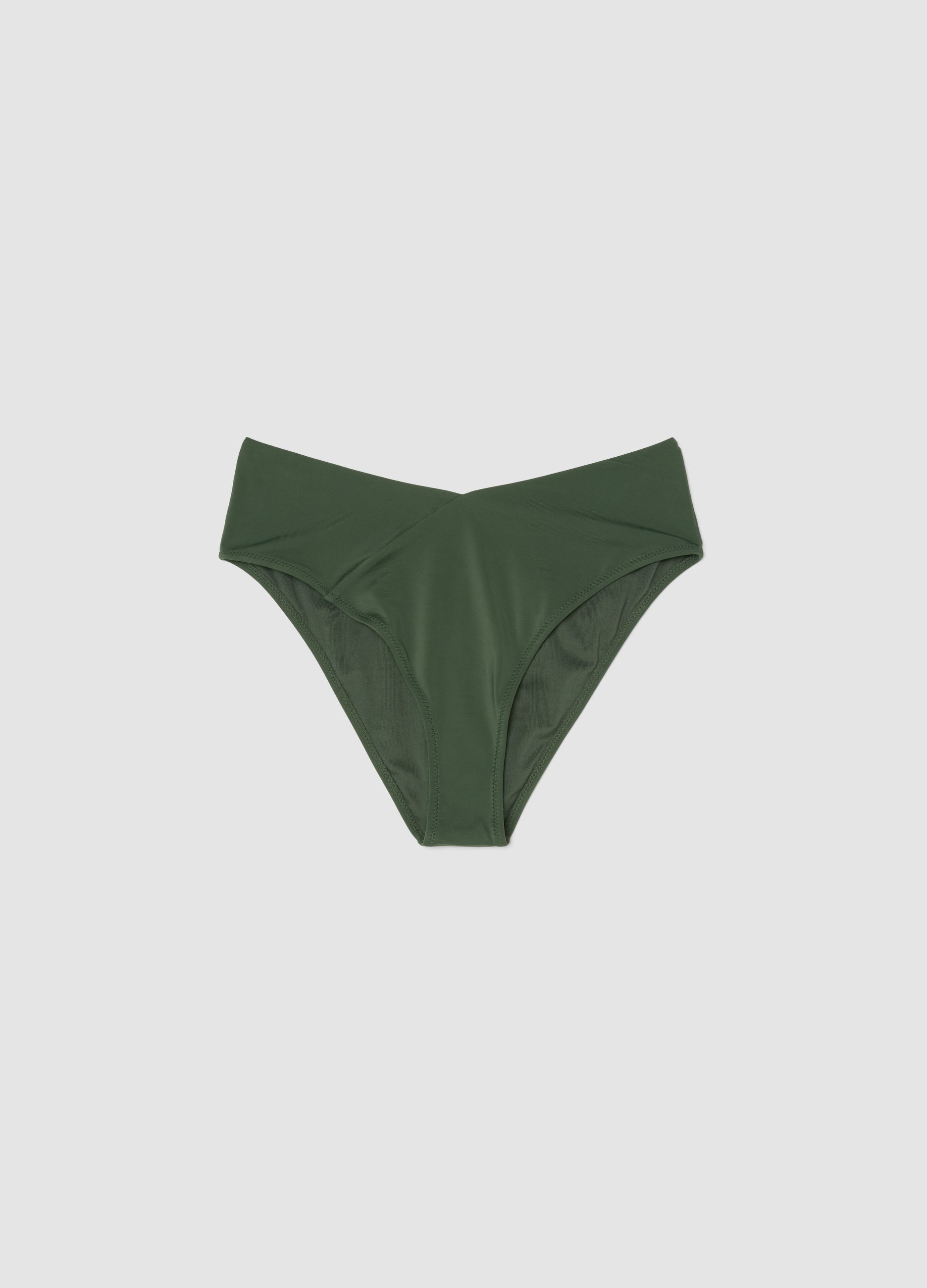 OVS, Slip Da Mare In Tessuto Elasticizzato Verde A Vita Alta, Donna, Verde, Taglia: 5