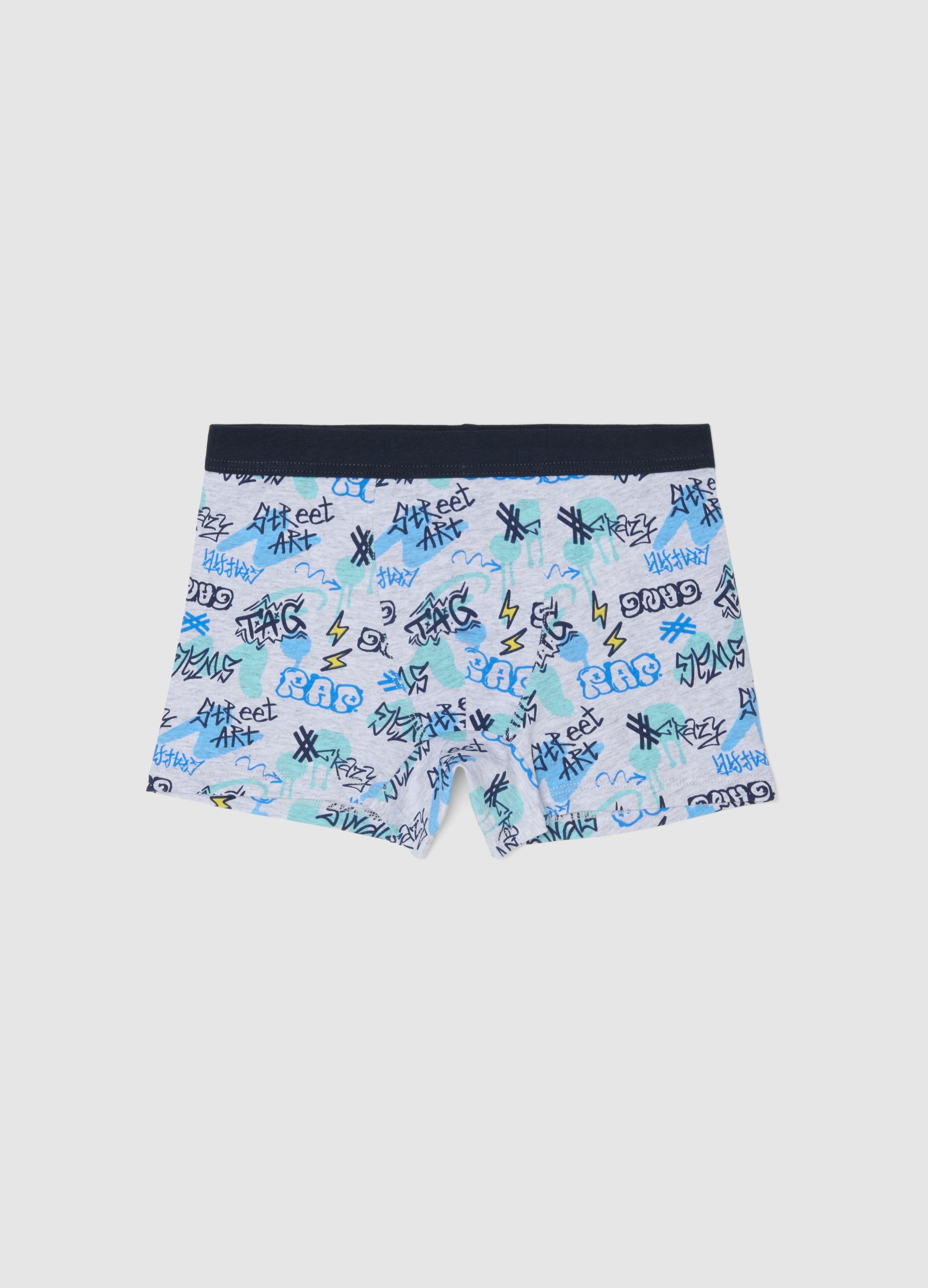 OVS KIDS, Boxer De Niño En Algodón Elástico Multicolor Ajuste Regular, Niño, Gris/azul, Talla: 12-13