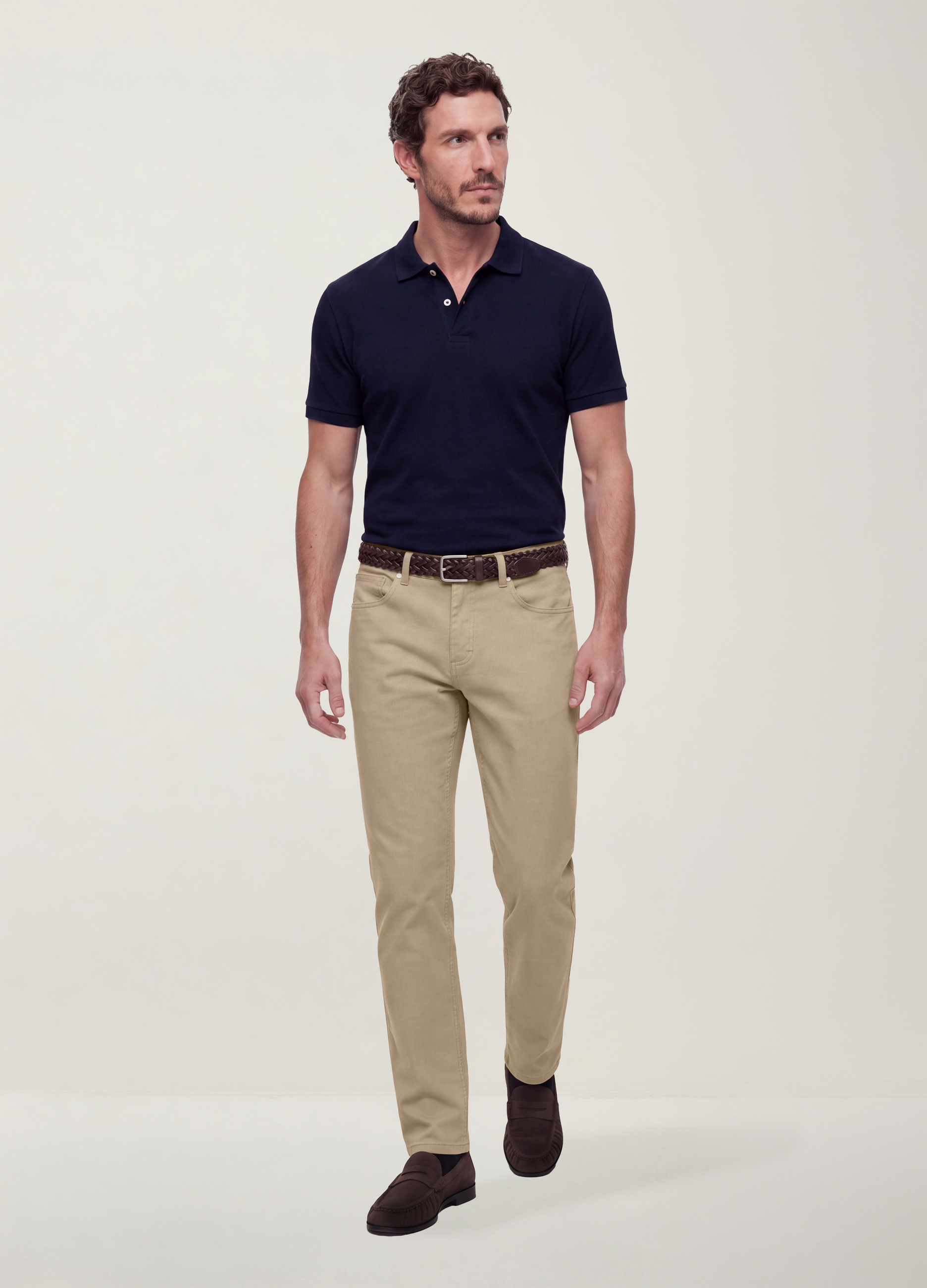 OVS, Pantaloni Beige In Twill Di Cotone Elasticizzato Regular Fit, Uomo, Beige, Taglia: 46
