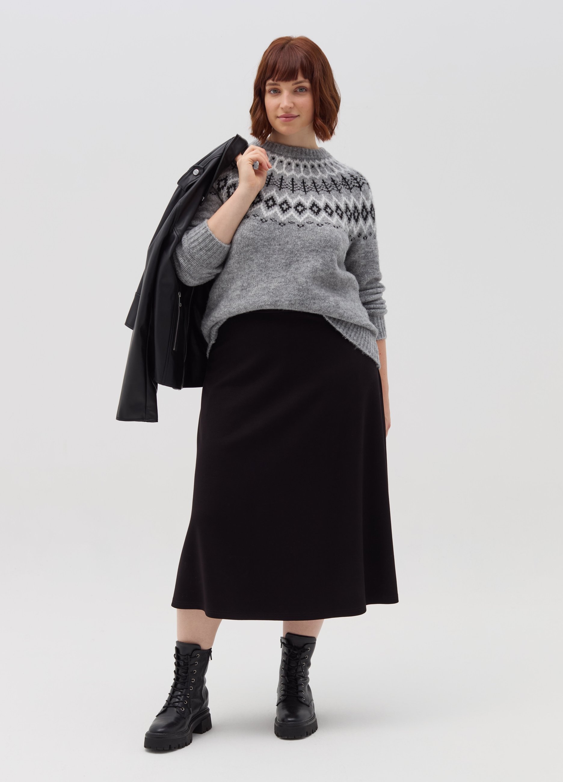 MYA, Gonna Midi A Ruota Curvy, Donna, Nero, Taglia: M