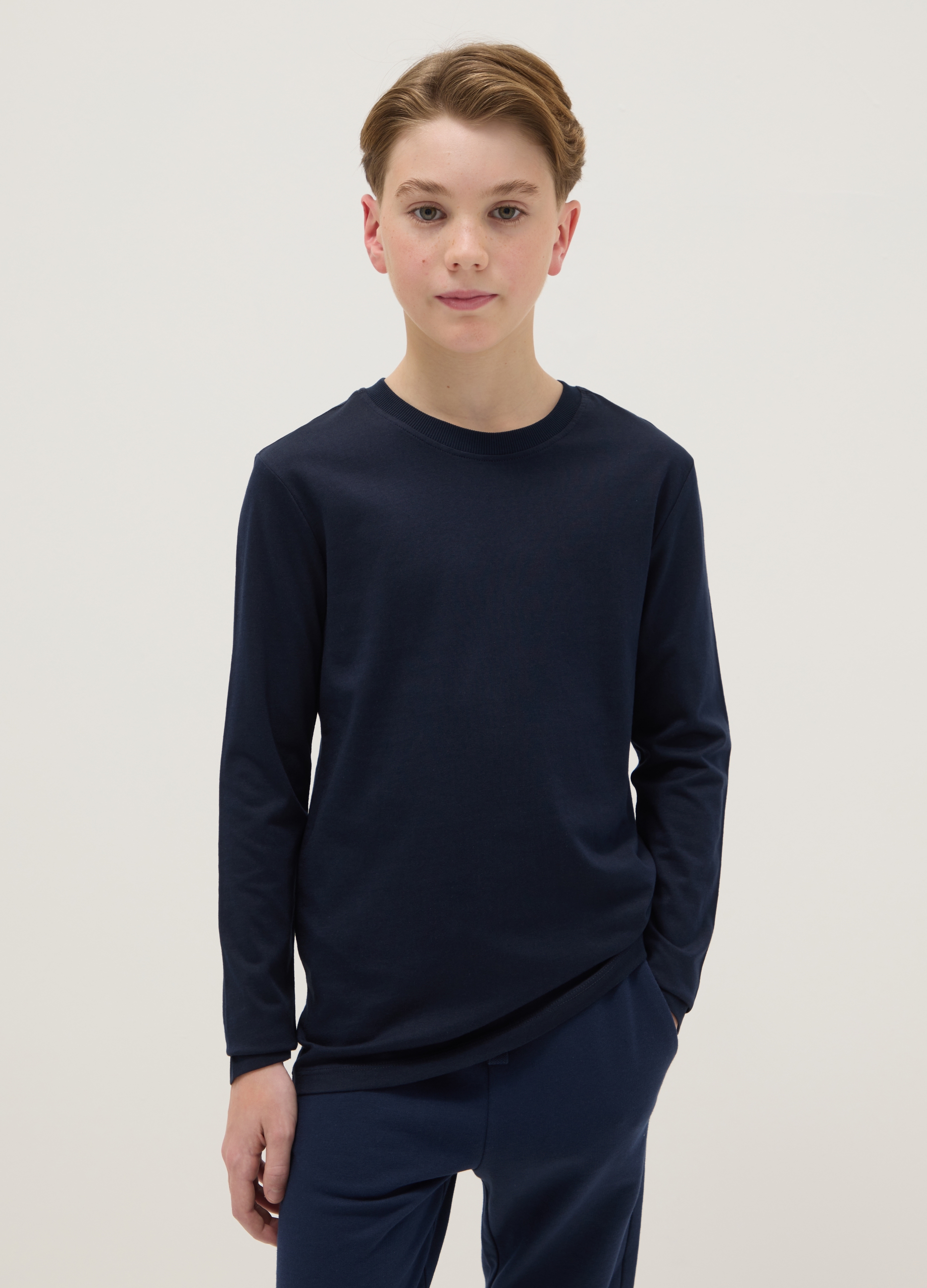 OVS KIDS, Camiseta Azul De Algodón Puro Ajuste Regular Para Niño, Niño, Azul marino, Talla: 14-15