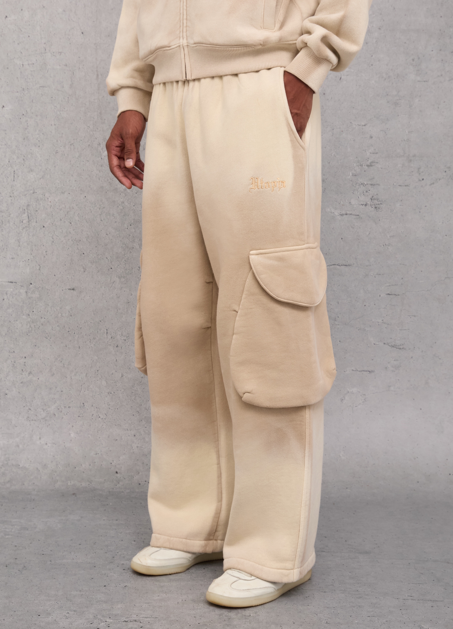 UTOPJA, Sunfaded Cargo Sweatpants Vintage Sand, Hombre, Beige, Talla: L