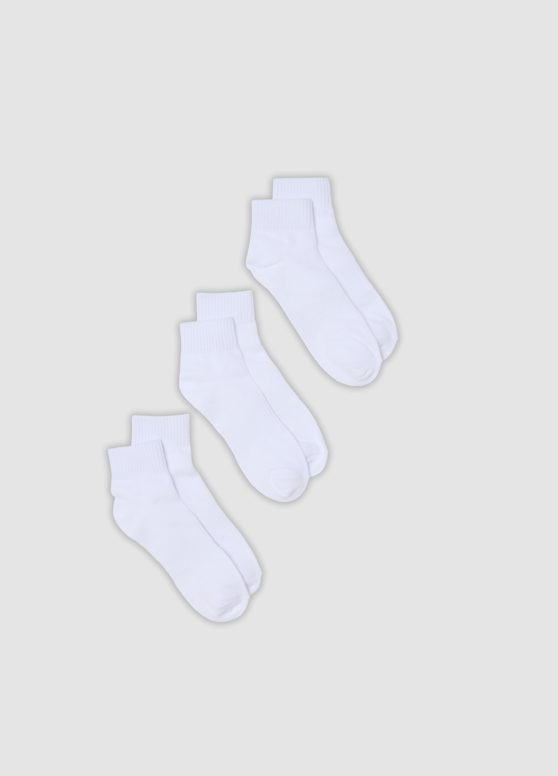 OVS, Tripack Di Calze Sportive Bianche Alla Caviglia In Cotone Organico, Uomo, Bianco, Taglia: 38-42