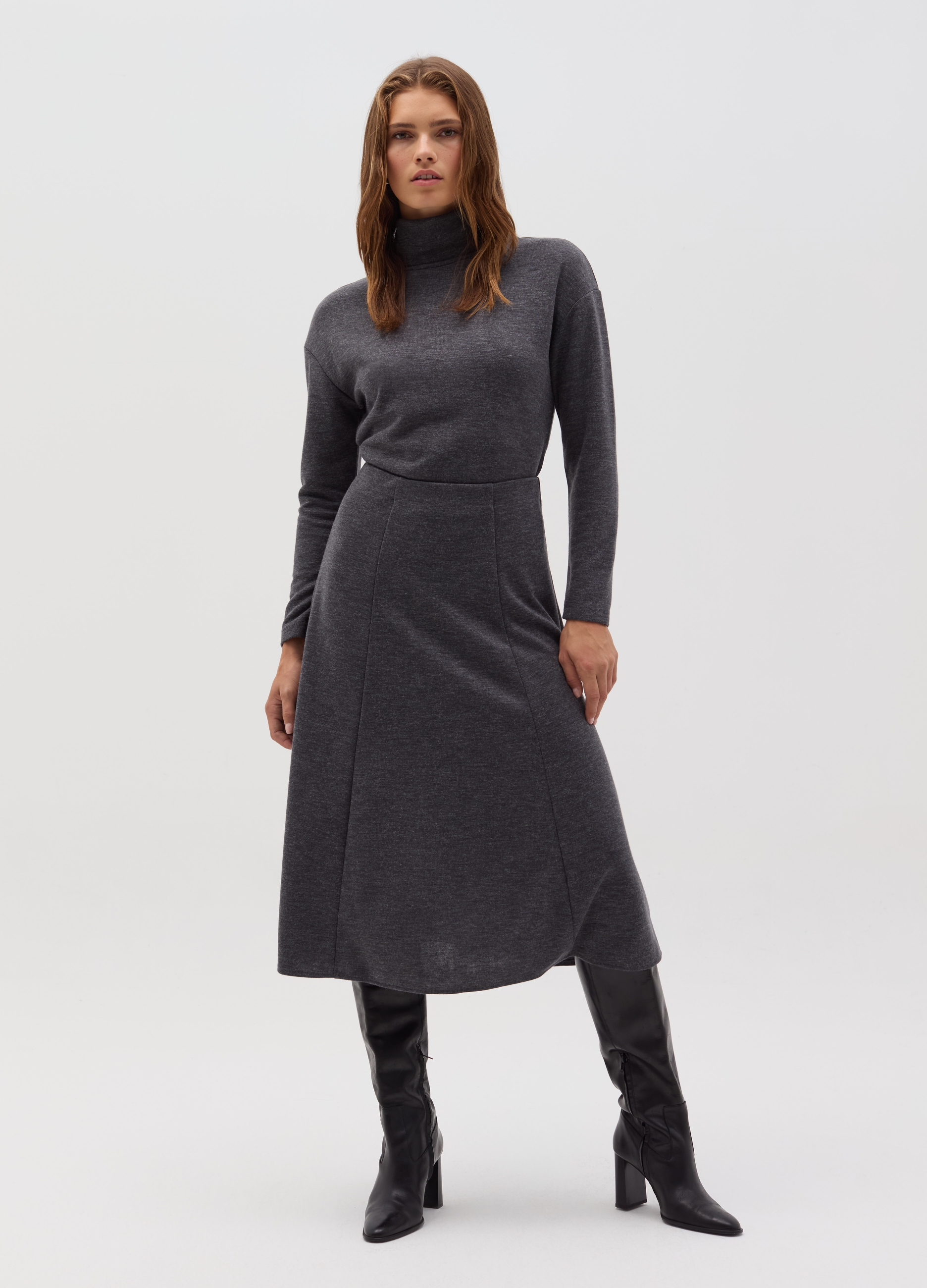 OVS, Gonna Midi A Ruota, Donna, Grigio, Taglia: M