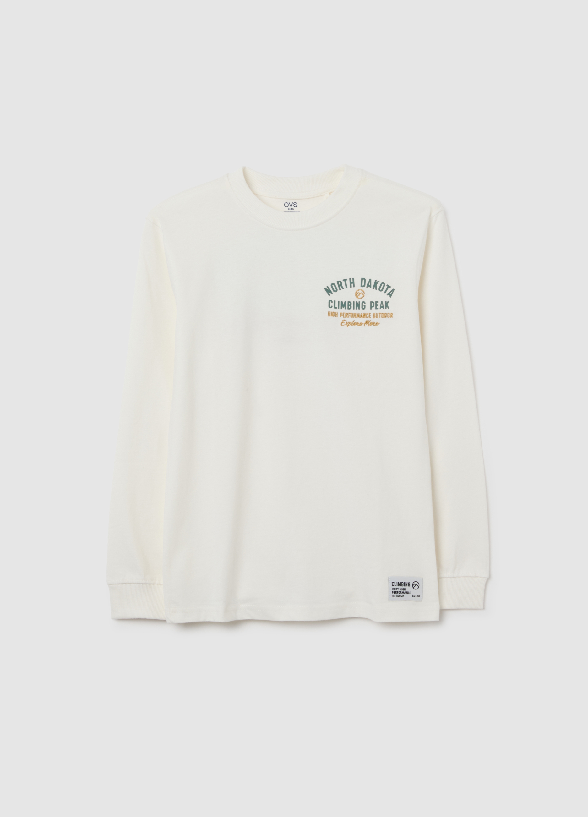 OVS KIDS, T-shirt Bianca A Maniche Lunghe In Cotone, Niño, Blanco, Talla: 14-15