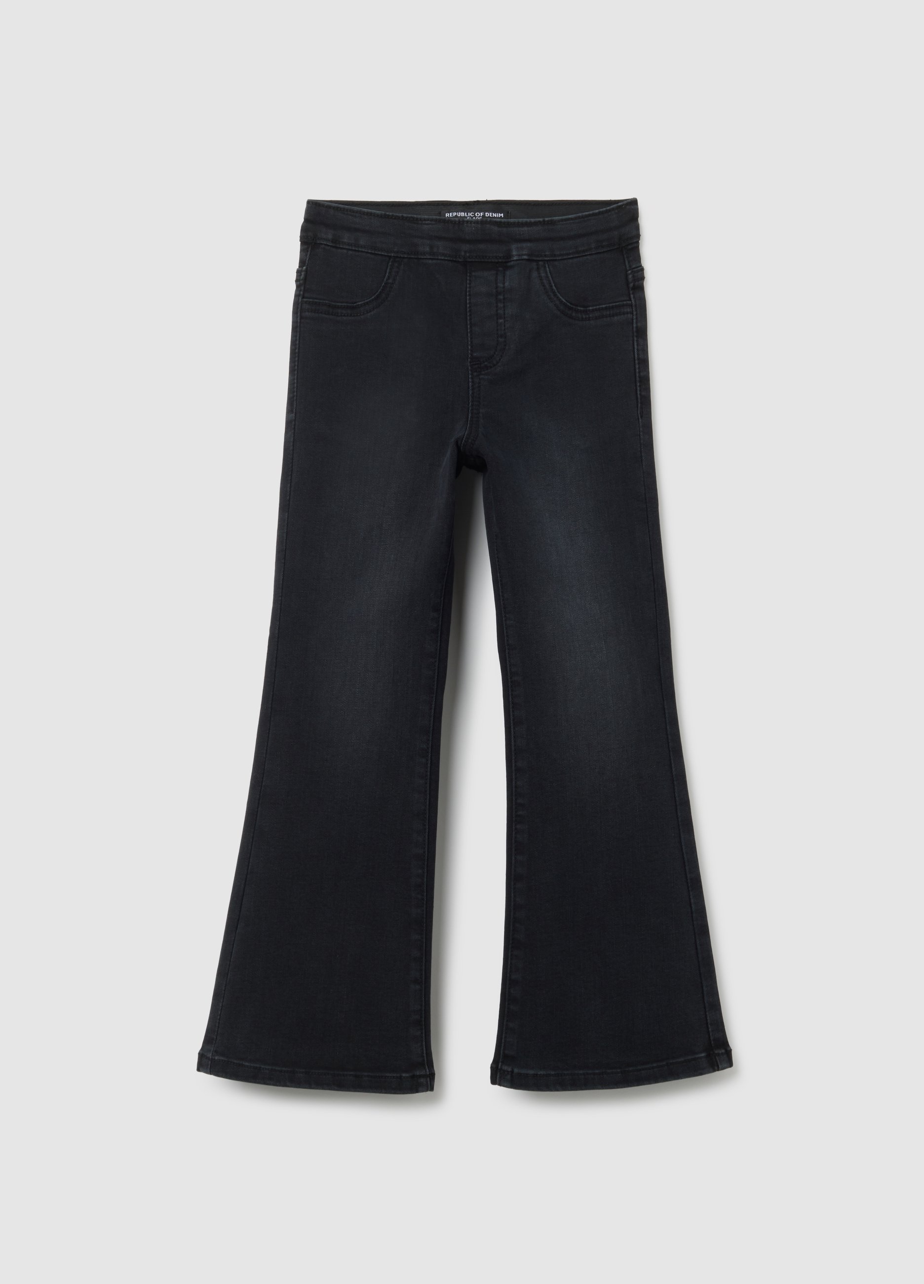 OVS, Jeggings Da Bambina In Denim Nero Flare, Mädchen, Gunmetal, Größe: 3-4