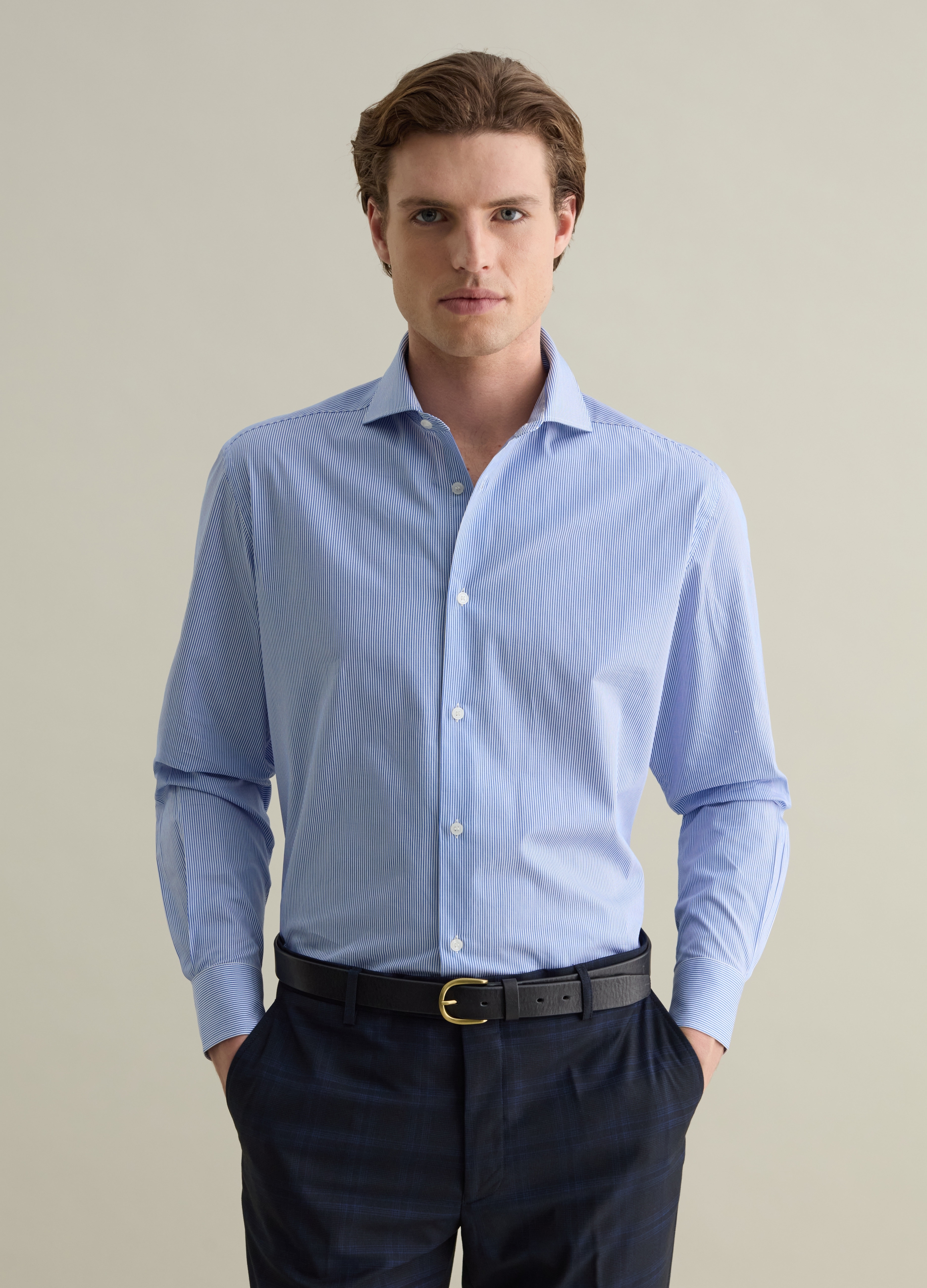 PIOMBO, Camicia Regular Fit Easy Iron A Righe Sottili, Uomo, Multicolor, Taglia: 39