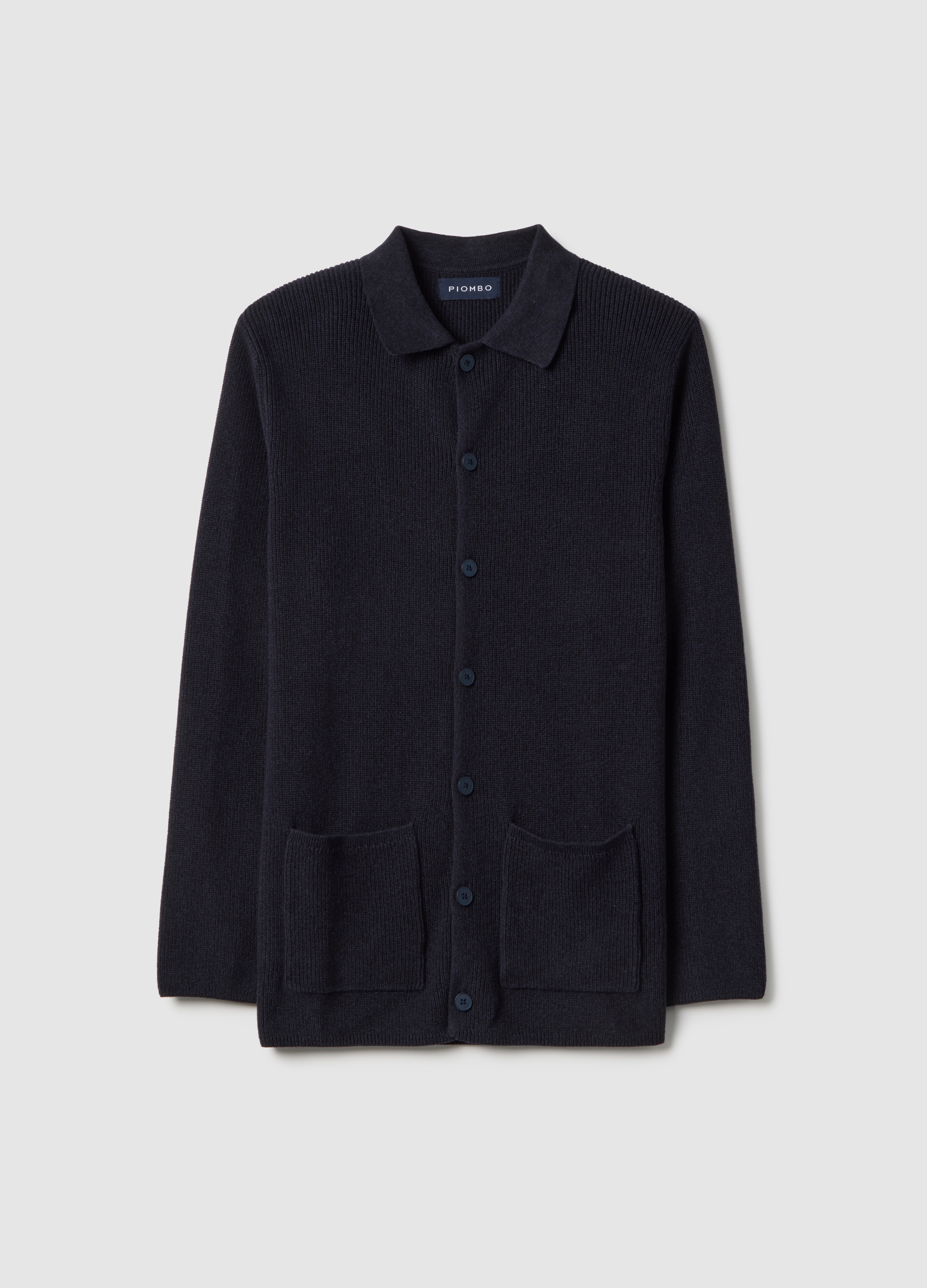 Piombo Contemporary, Cárdigan Azul De Algodón Puro Ajuste Regular, Hombre, Azul marino, Talla: L