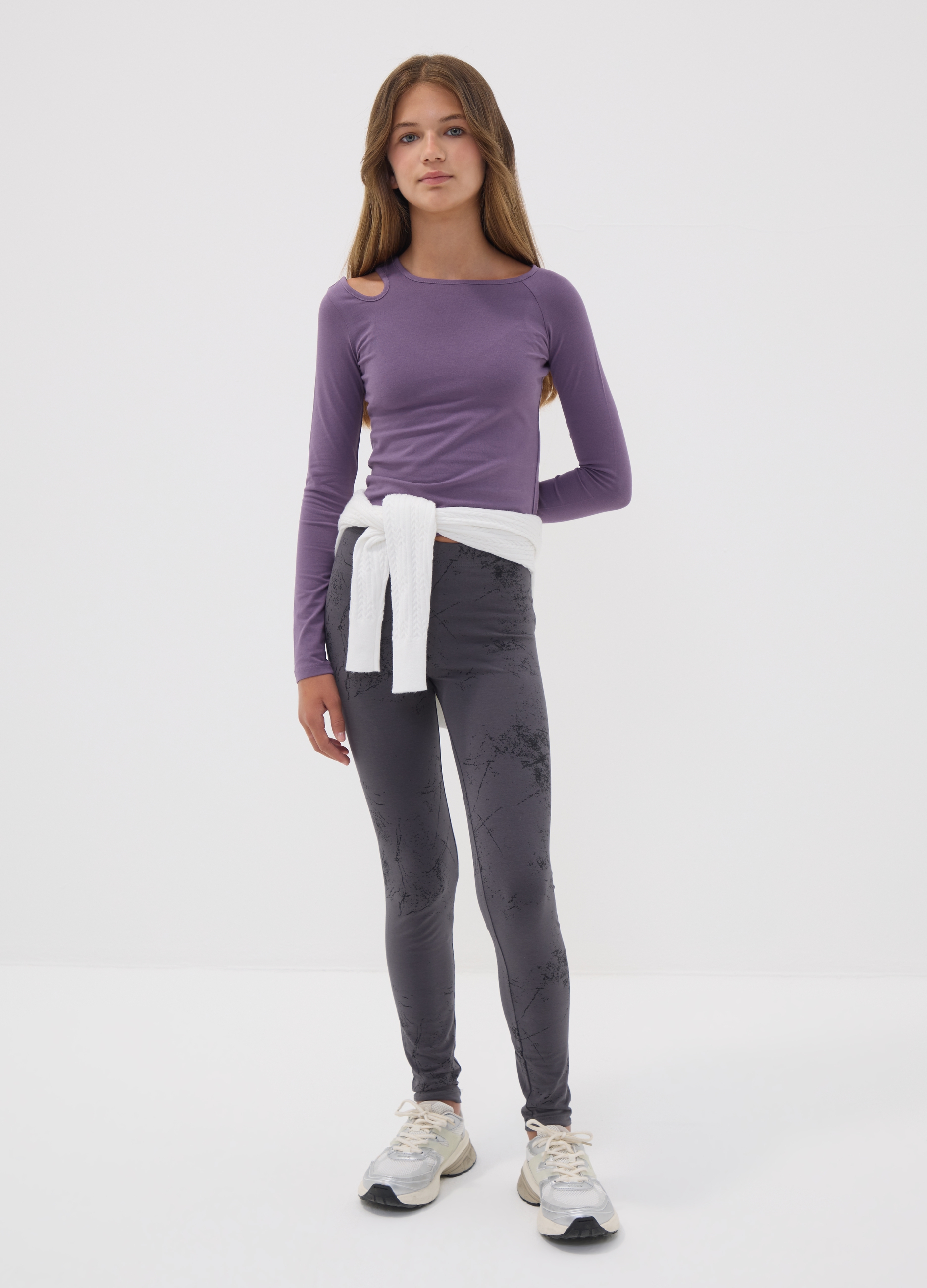 OVS KIDS, Leggings Grigi In Cotone Organico Elasticizzato Skinny Fit Per Ragazza, Bambina, Grigio, Taglia: 13-14