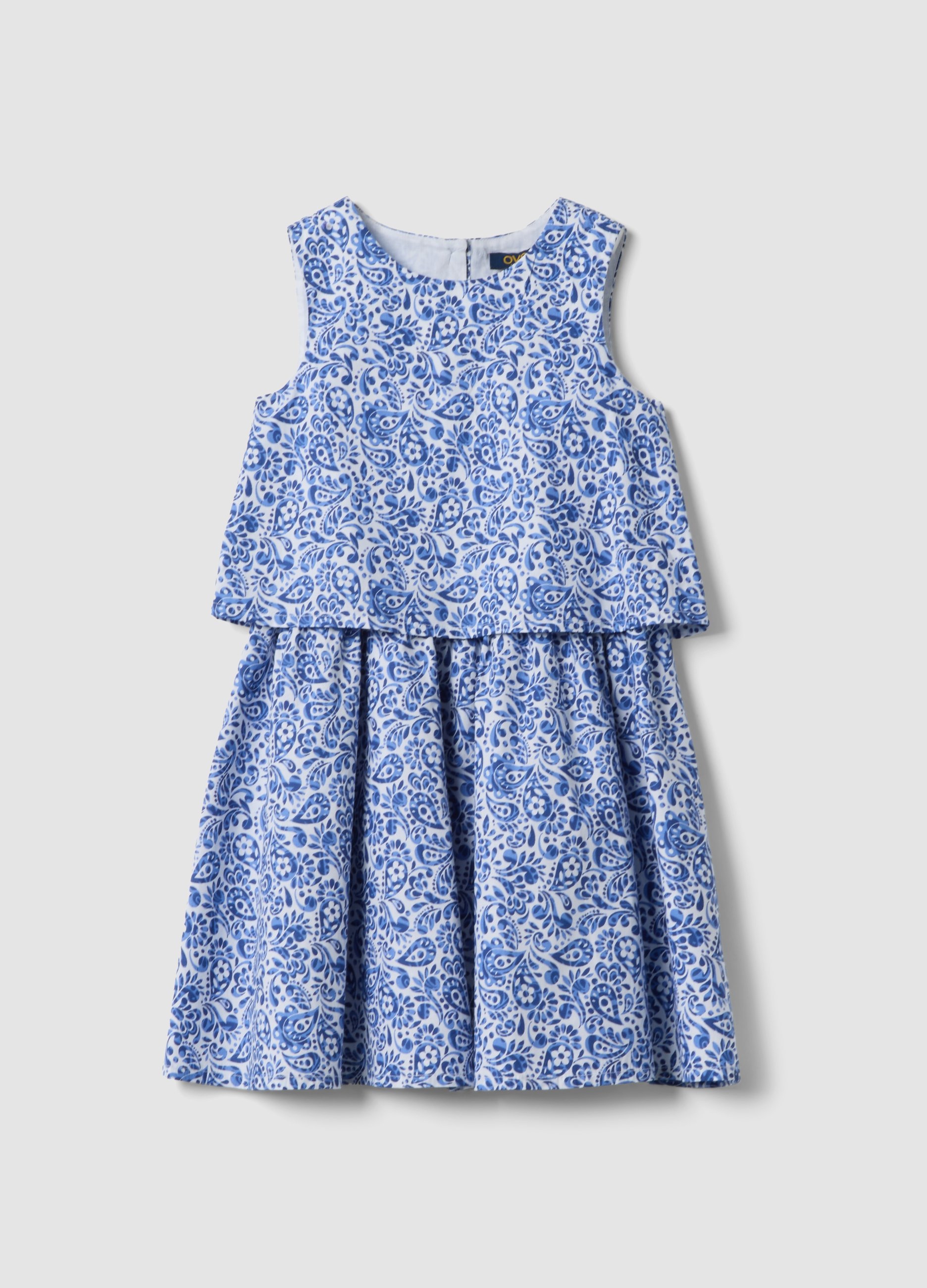 OVS KIDS, Vestido Mini Azul De Puro Algodón Con Estampado Floral, Niña, Azul Claro, Talla: 7-8