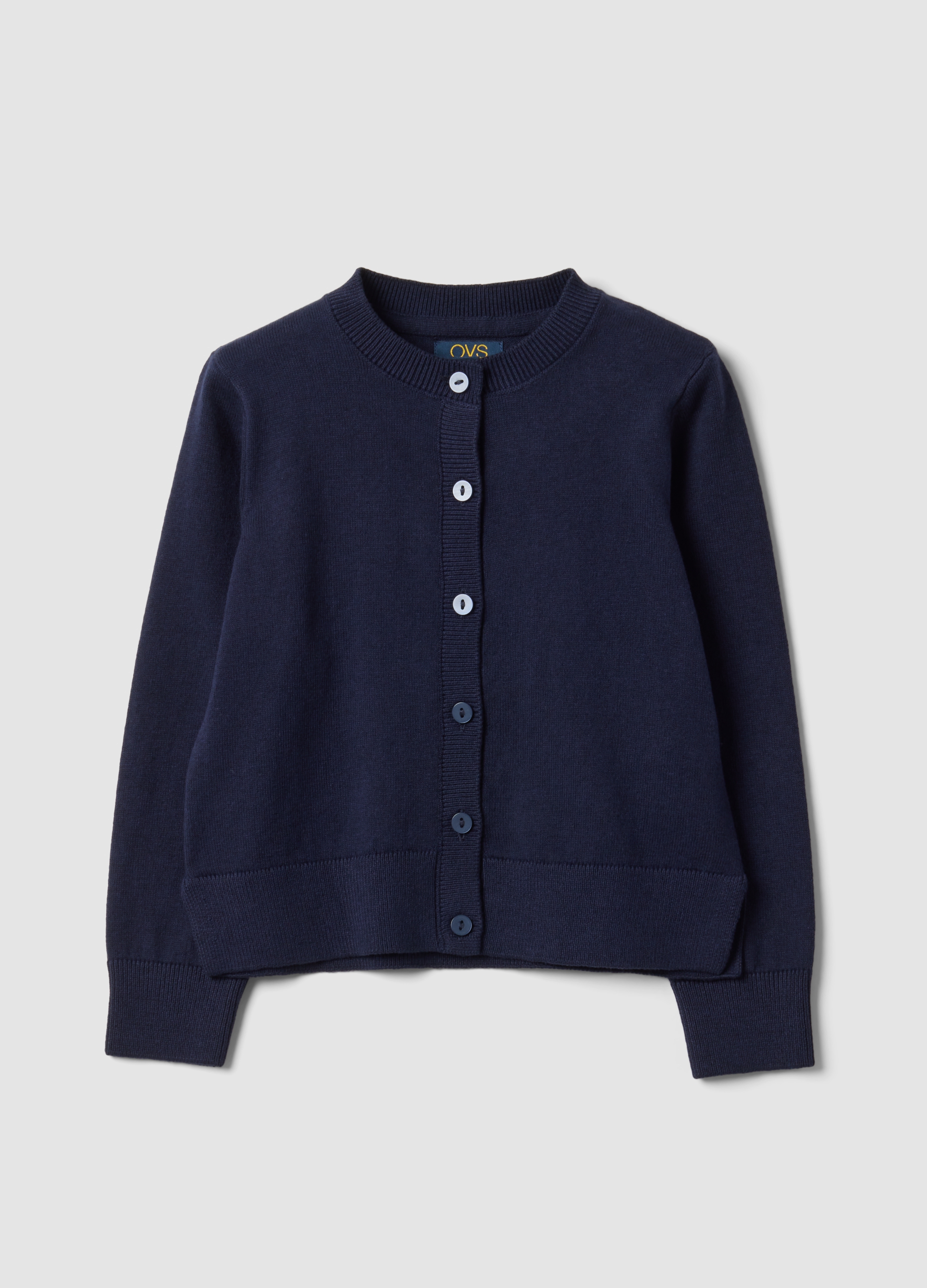 OVS KIDS, Cardigan Blu In Misto Cotone A Girocollo Regular Fit Per Bambina, Blu, Taglia: 6-7