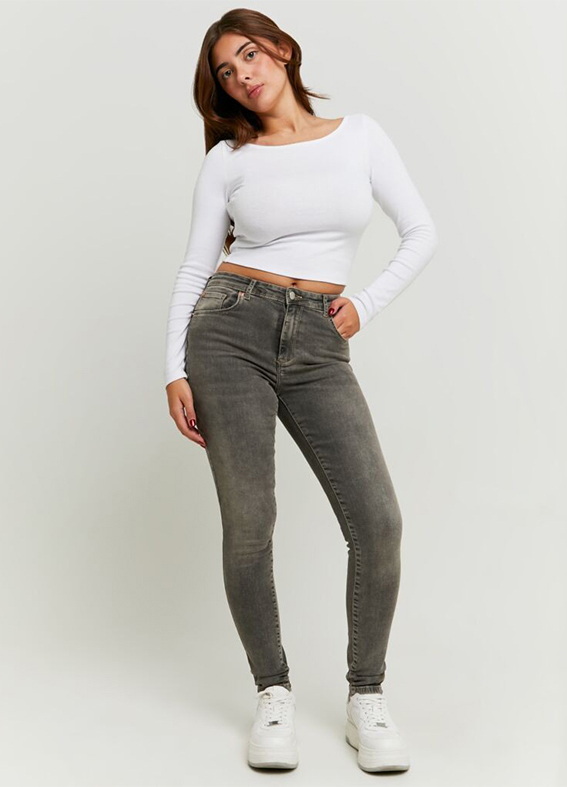 OVS, Vaqueros Gris Ajustados De Algodón Elástico Para Mujer, Mujer, Gris claro, Talla: 34