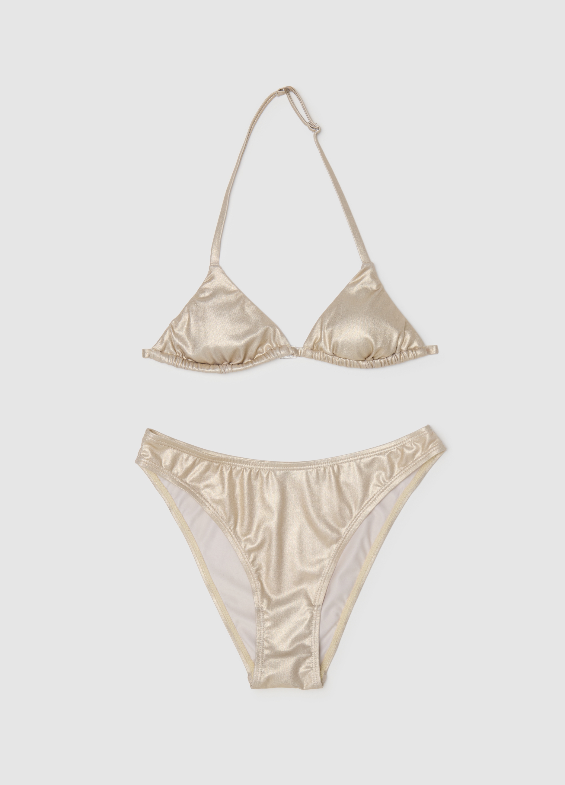 OVS, Bikini Da Ragazze In Tessuto Elasticizzato Oro, Bambina, Oro, Taglia: 10-11