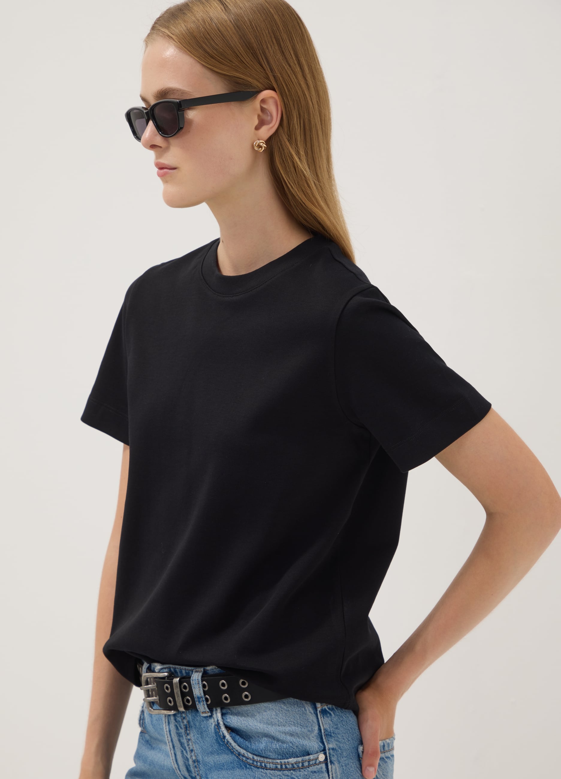 OVS, T-shirt The Iconic Tee Relaxed Fit Nera In Puro Cotone A Maniche Corte, Donna, Nero, Taglia: XS