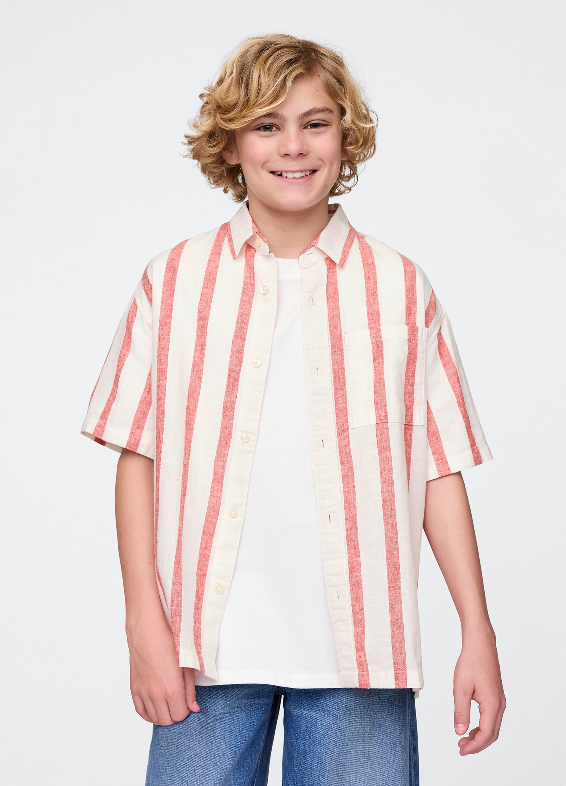 GAP KIDS, Camicia In Lino E Cotone, Bambino, Bianco, Taglia: L/137-145