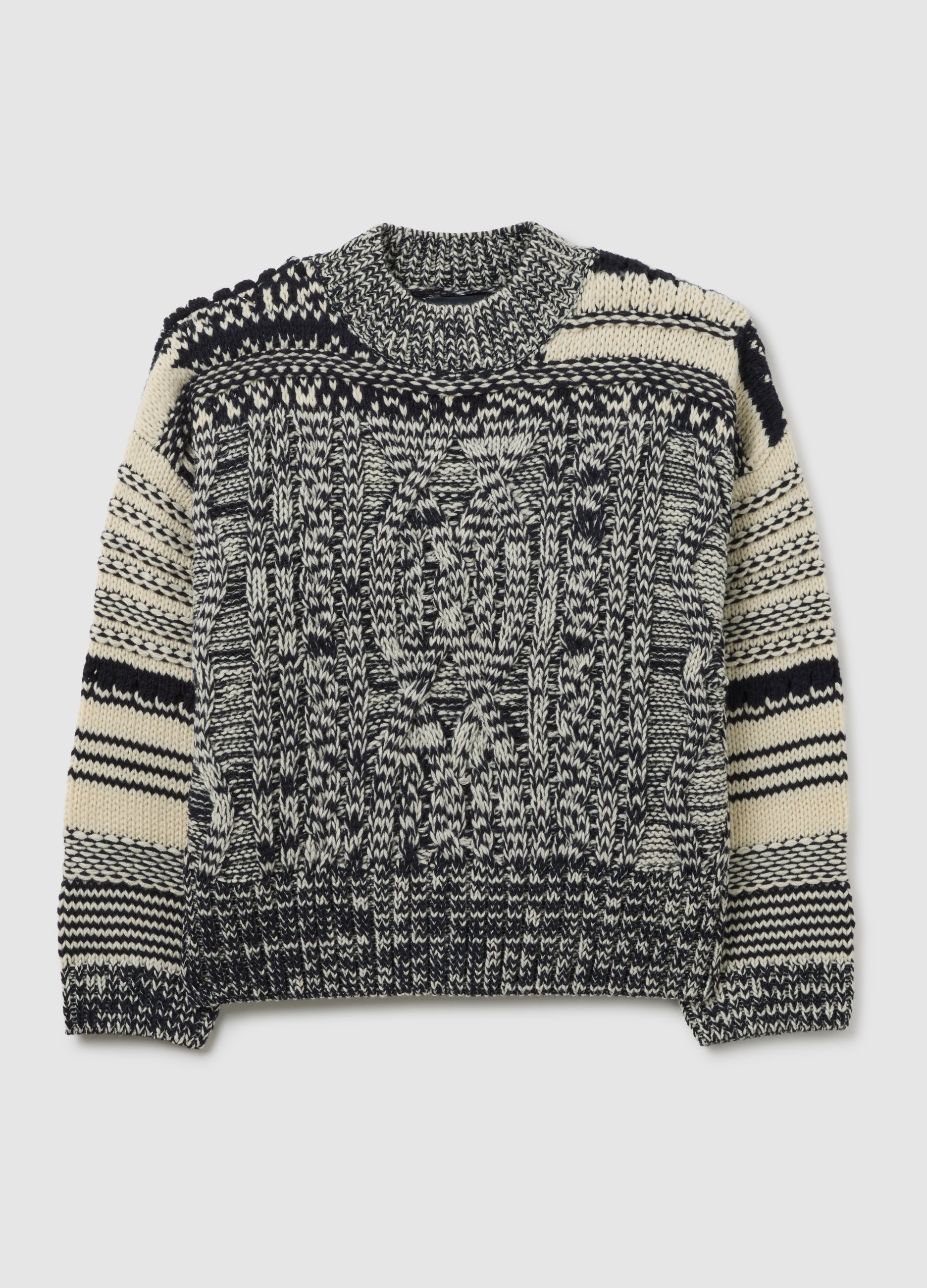 PIOMBO, Jersey Negro De Ajuste Regular Con Patrón Jacquard, Mujer, Negro/Blanco, Talla: 36