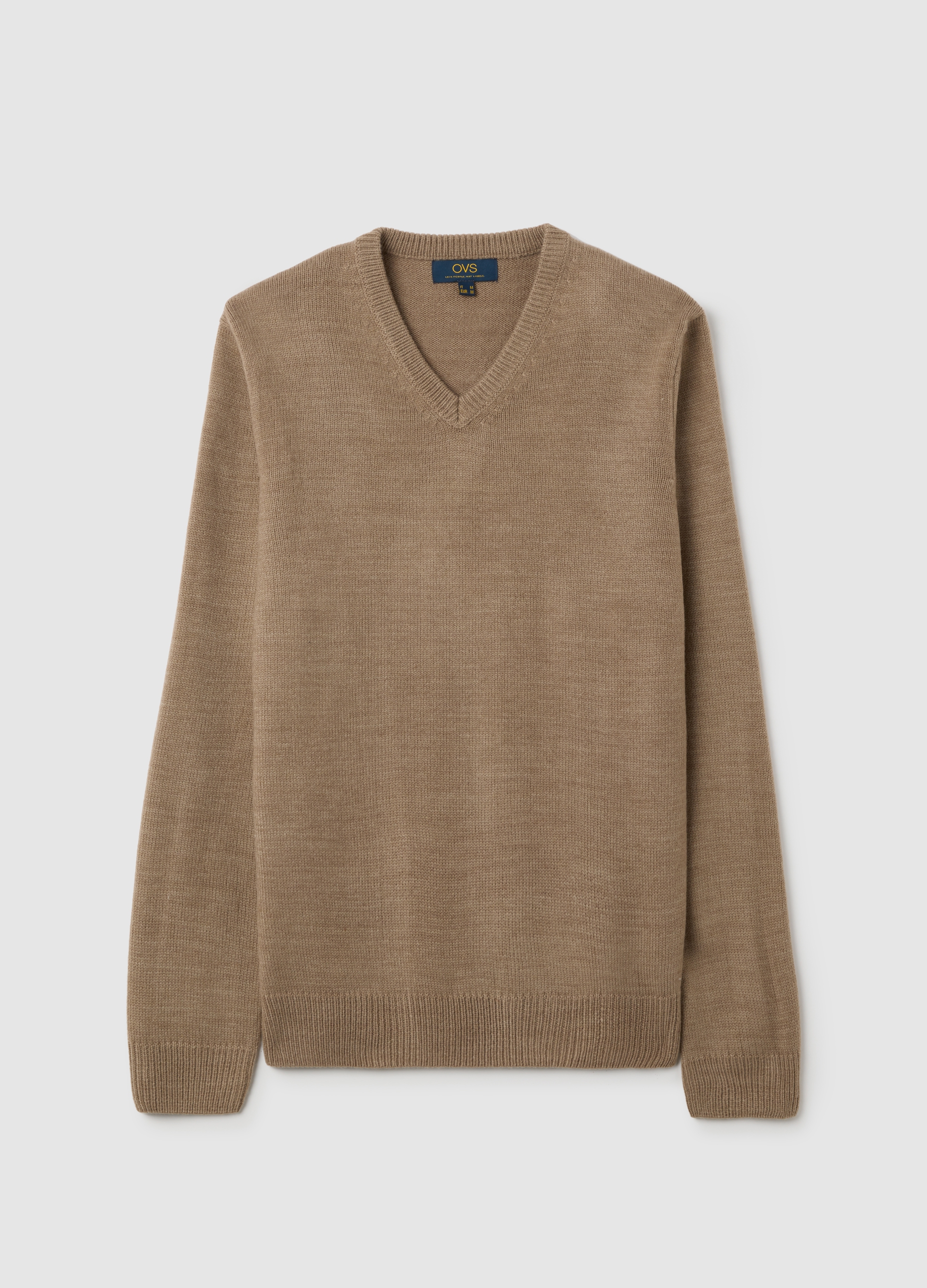 Maglione Beige Con Scollo A V, Hombre, Beige Claro, Talla: XXL