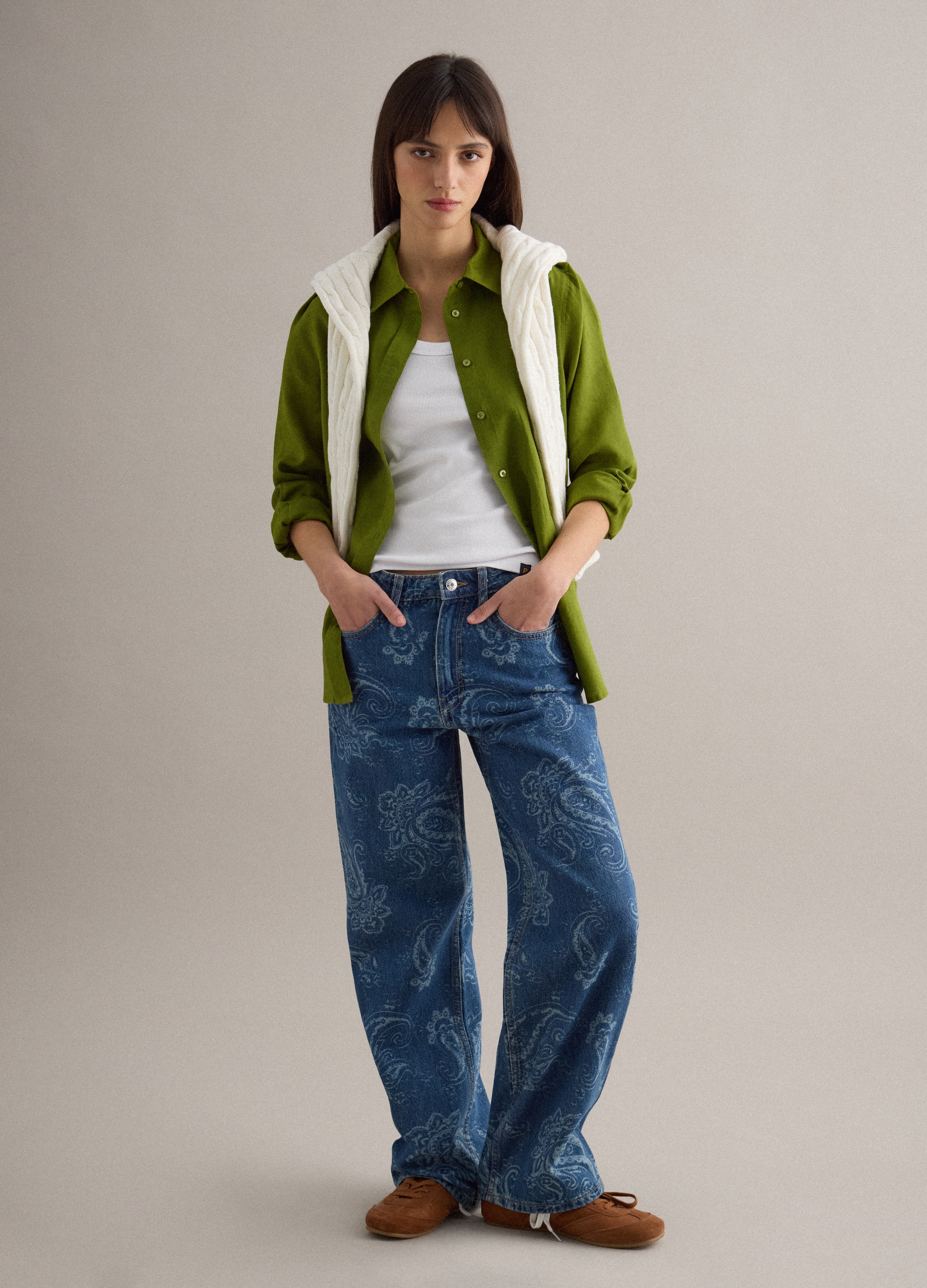 PIOMBO, Camisa Verde De Lino Puro De Corte Regular, Mujer, Verde Pistacho, Talla: 34