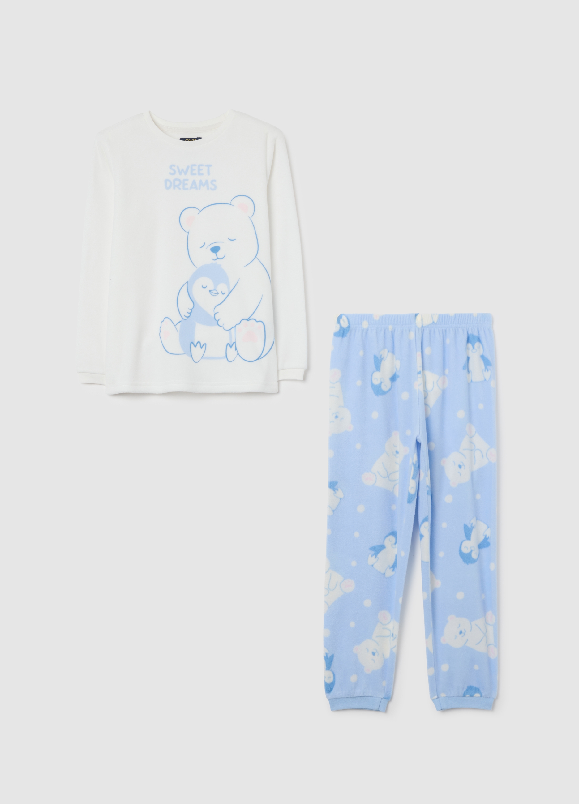 OVS KIDS, Pijama Blanco Con Estampado De Ositos, Niña, Blanco/azul claro, Talla: 8-9