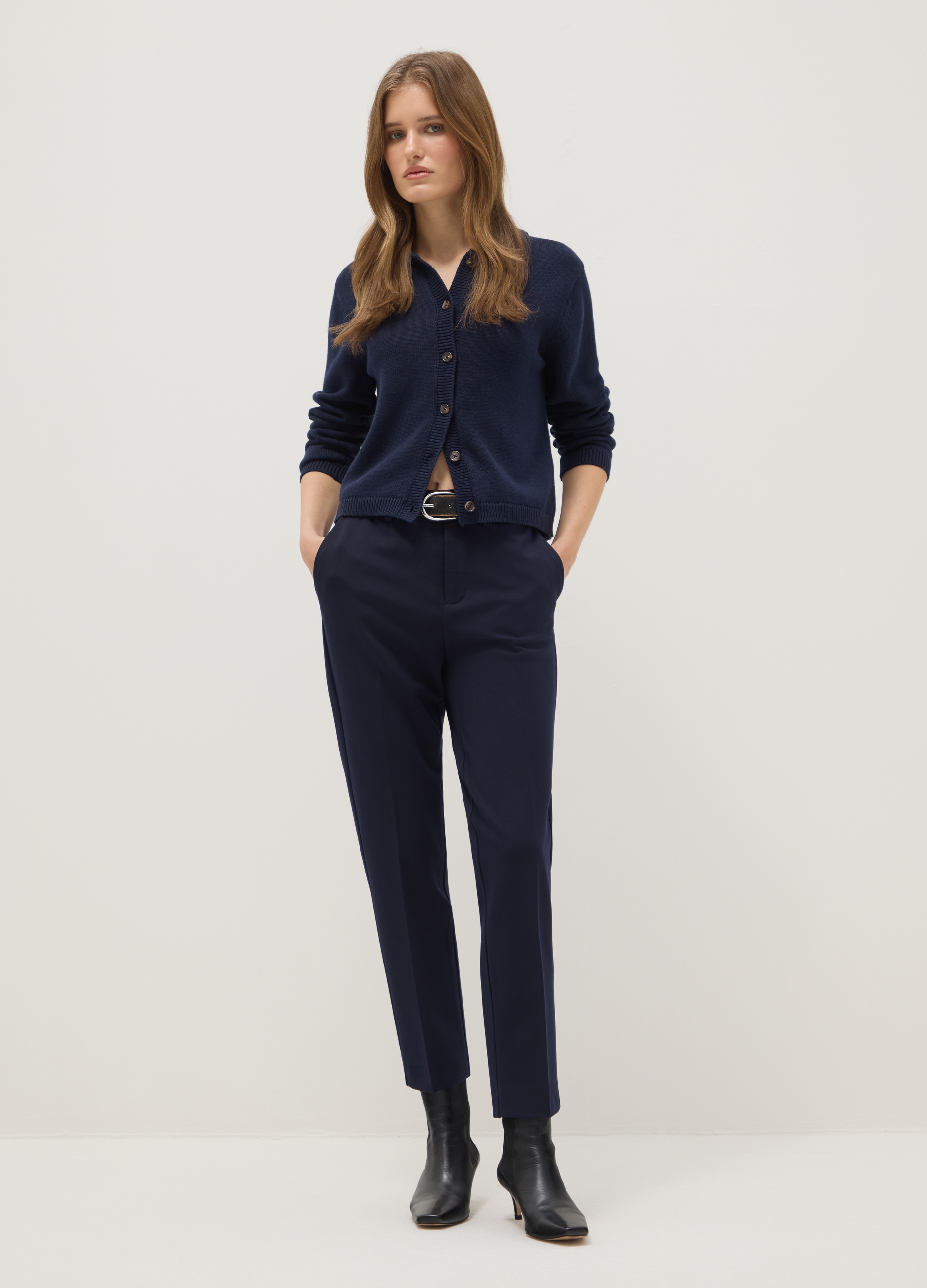 Pantalones Chino Azul De Corte Slim, Mujer, Azul marino, Talla: 34