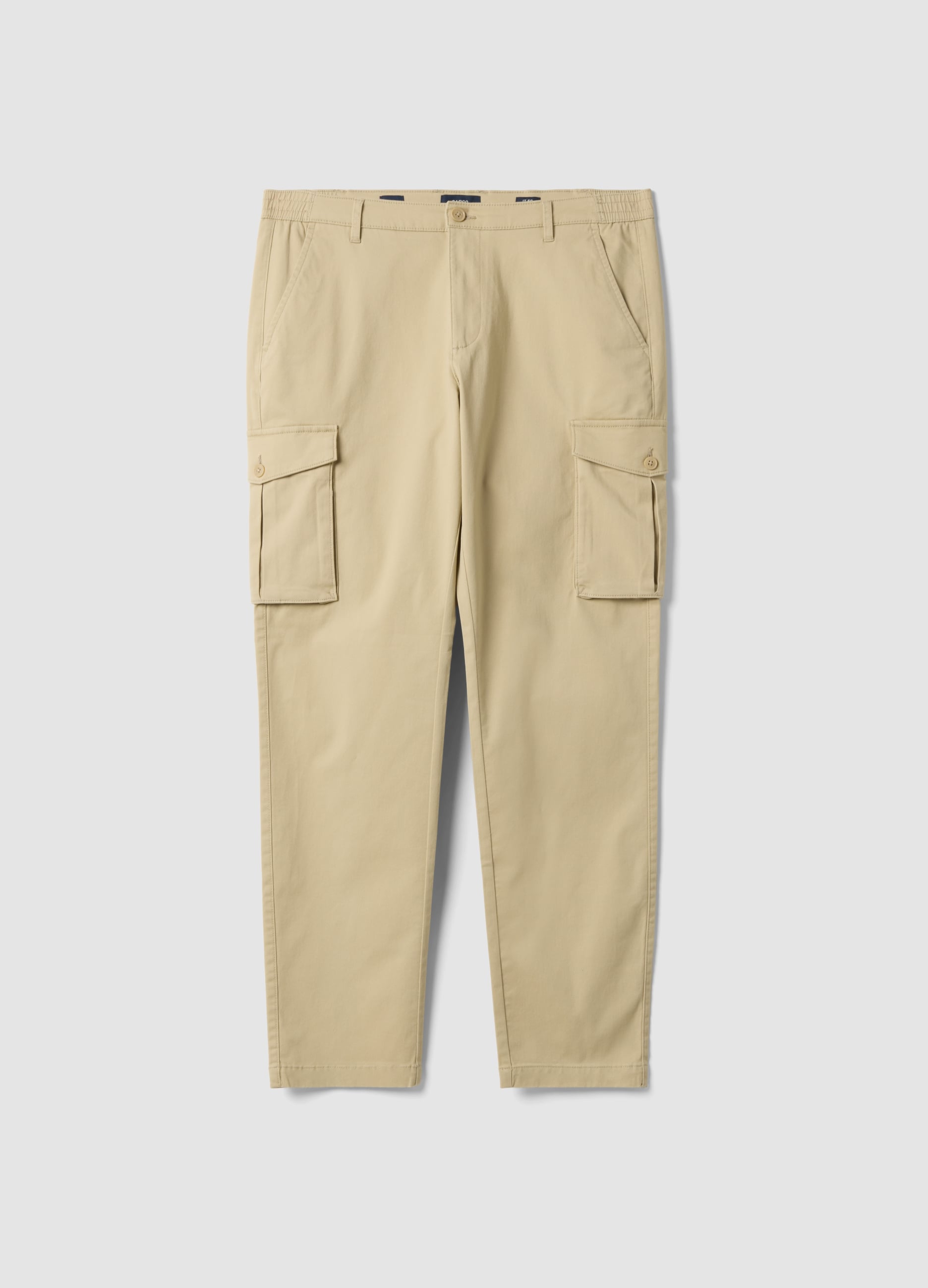 OVS, Pantaloni Cargo Beige In Cotone Elasticizzato Slim Fit, Uomo, Beige, Taglia: 52