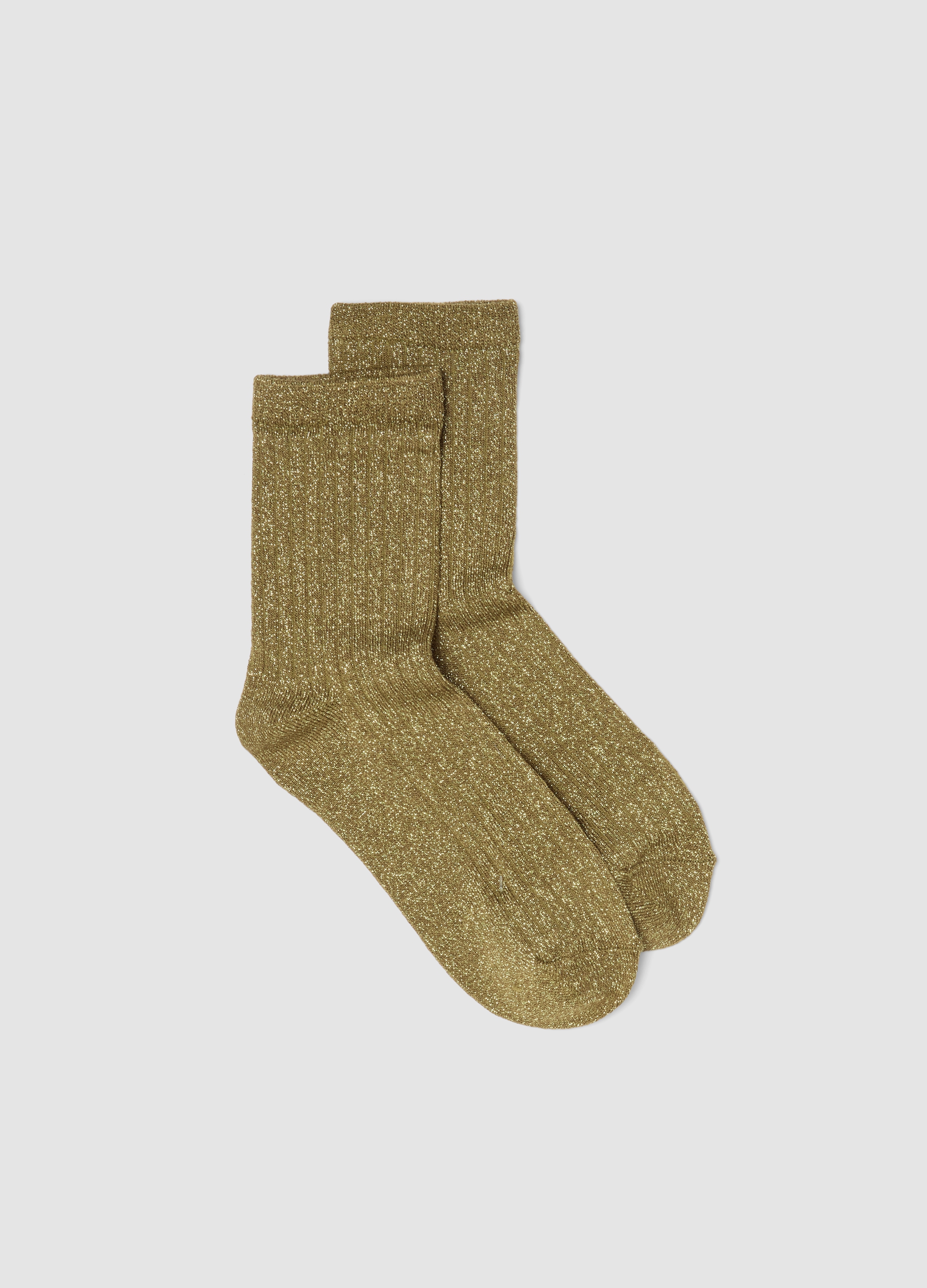 OVS, Calzini Verdi In Tessuto Elasticizzato Con Filati Lurex, Donna, Verde, Taglia: ONE SIZE