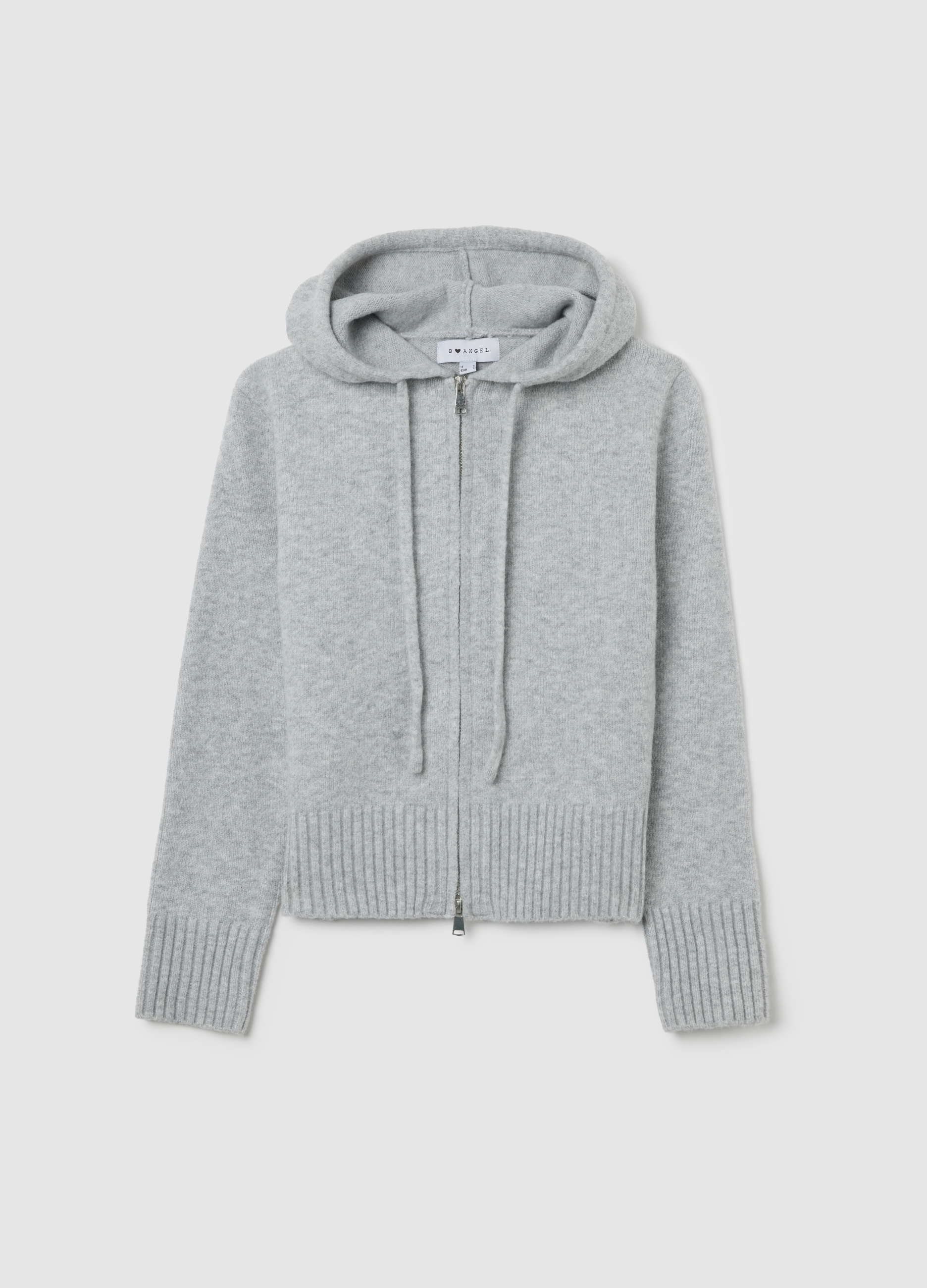 B.ANGEL, Cárdigan Gris Con Capucha Regular Fit Con Cremallera, Mujer, Gris claro, Talla: 38