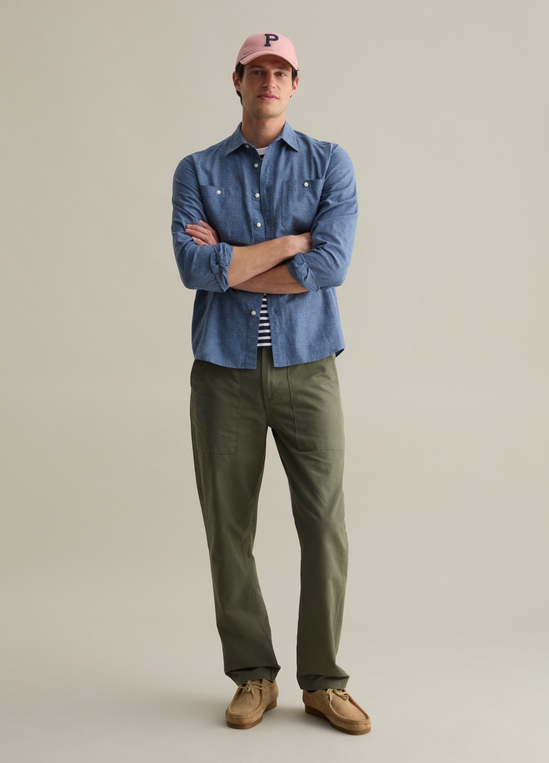 OVS, Chinos De Algodón Y Lino, Hombre, Verde militar, Talla: 54