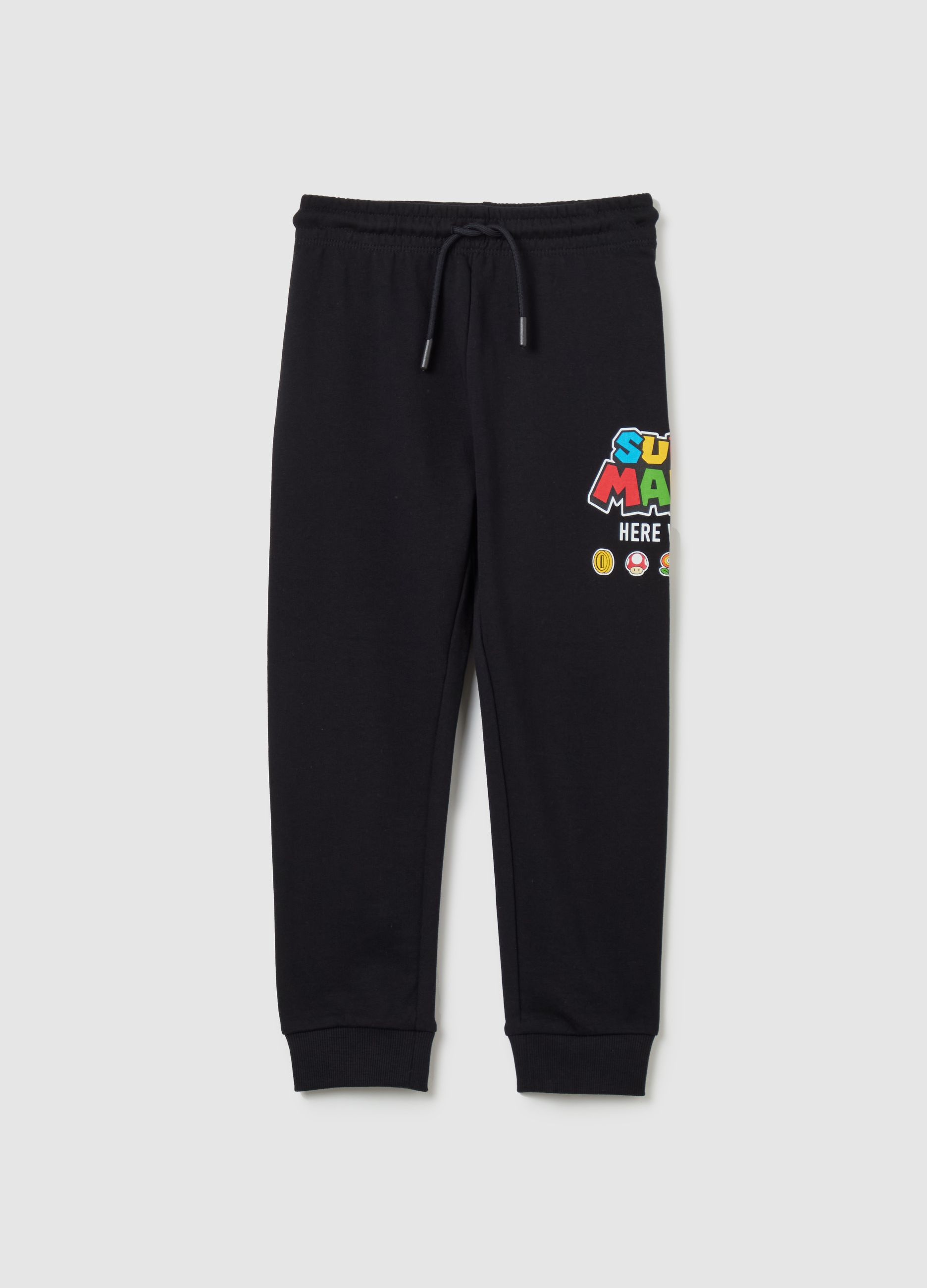 OVS KIDS, Joggers In Cotone Con Stampa Super Mario™, Bambino, Nero, Taglia: 6-7