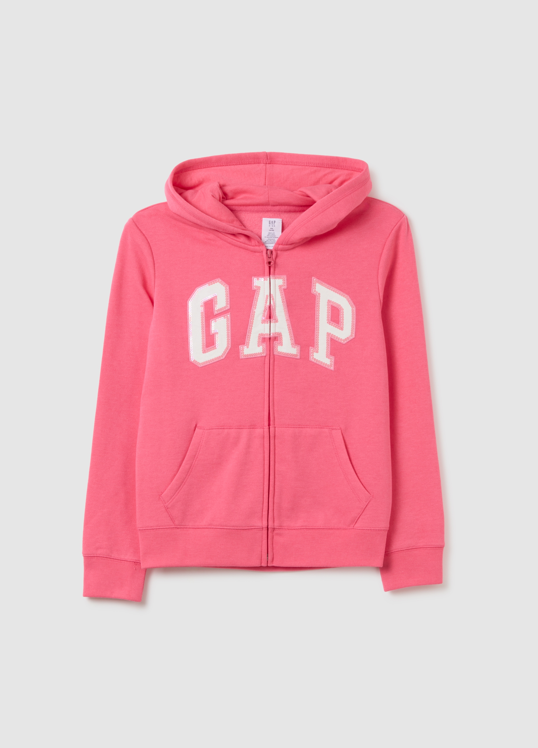 GAP KIDS, Full-zip In Felpa Con Patch Logo, Bambina, Rosa, Taglia: S/114-134
