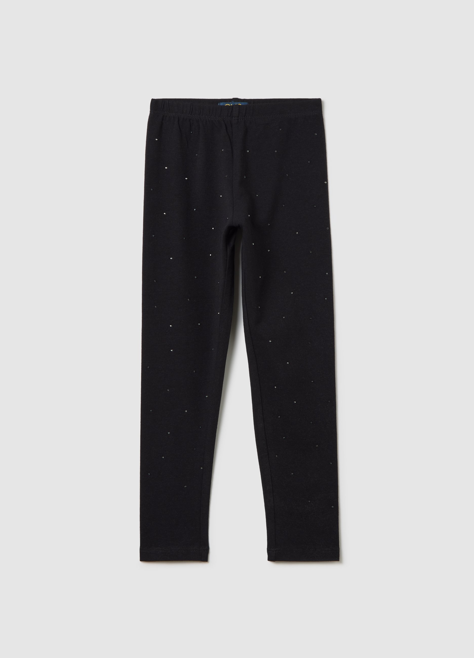 Leggings Negros De Algodón Elástico Con Strass, Niña, Negro, Talla: 9-10