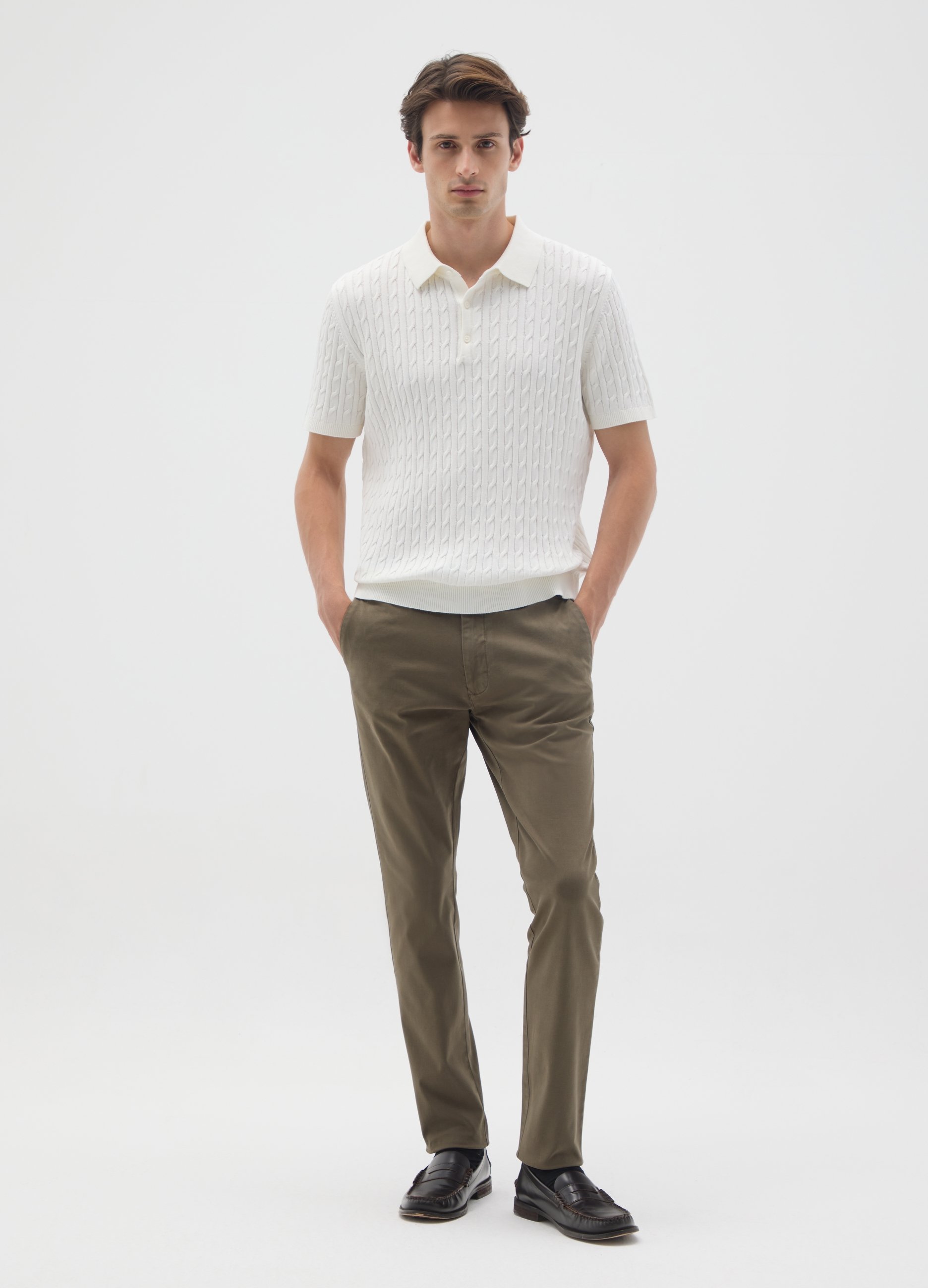 OVS, Pantalones Verdes Regular Fit De Algodón Elástico, Hombre, Verde claro, Talla: 46
