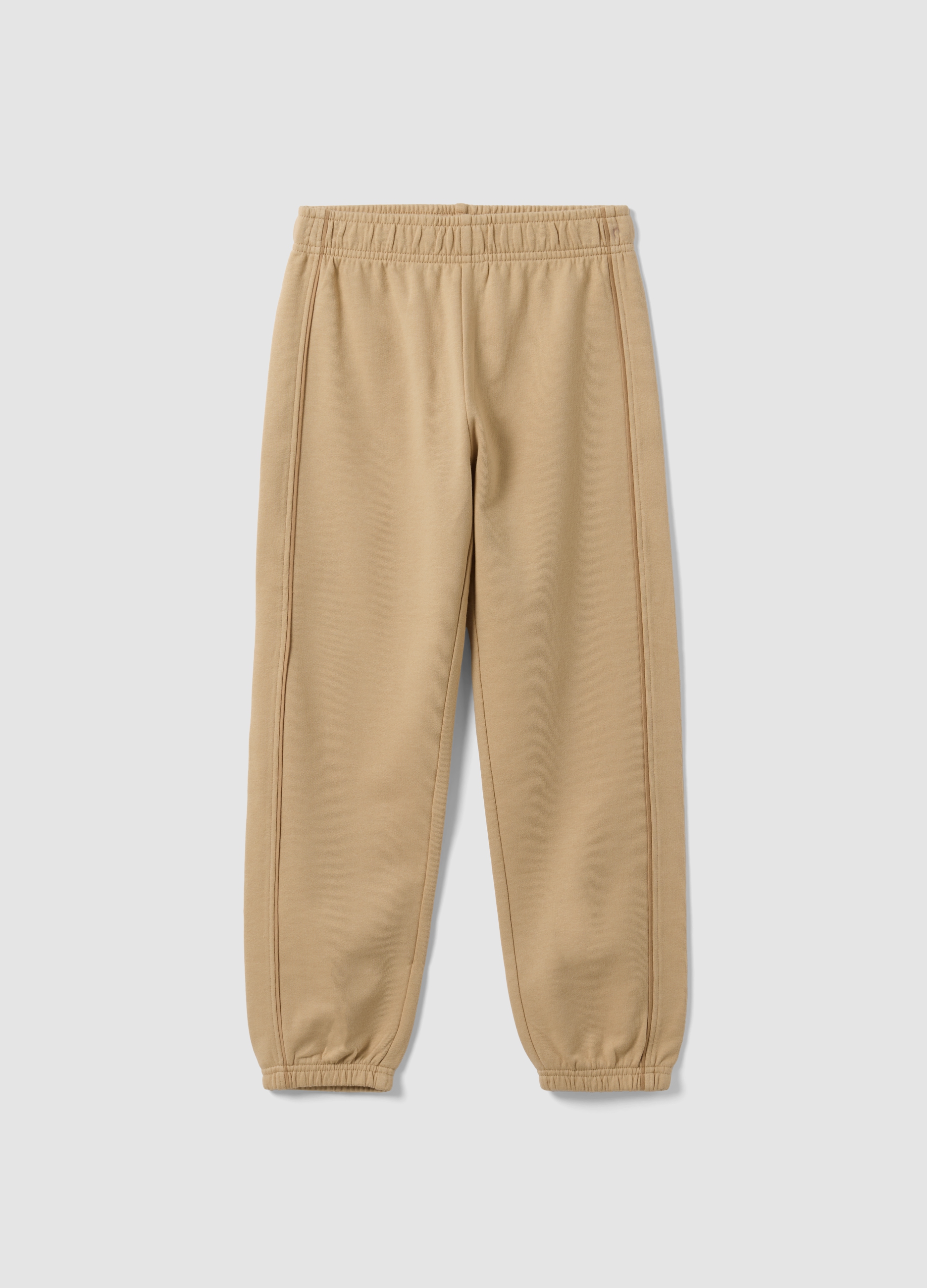 OVS KIDS, Pantaloni Jogger Beige In Puro Cotone Organico Comfort Fit Per Bambino, Beige, Taglia: 6-7