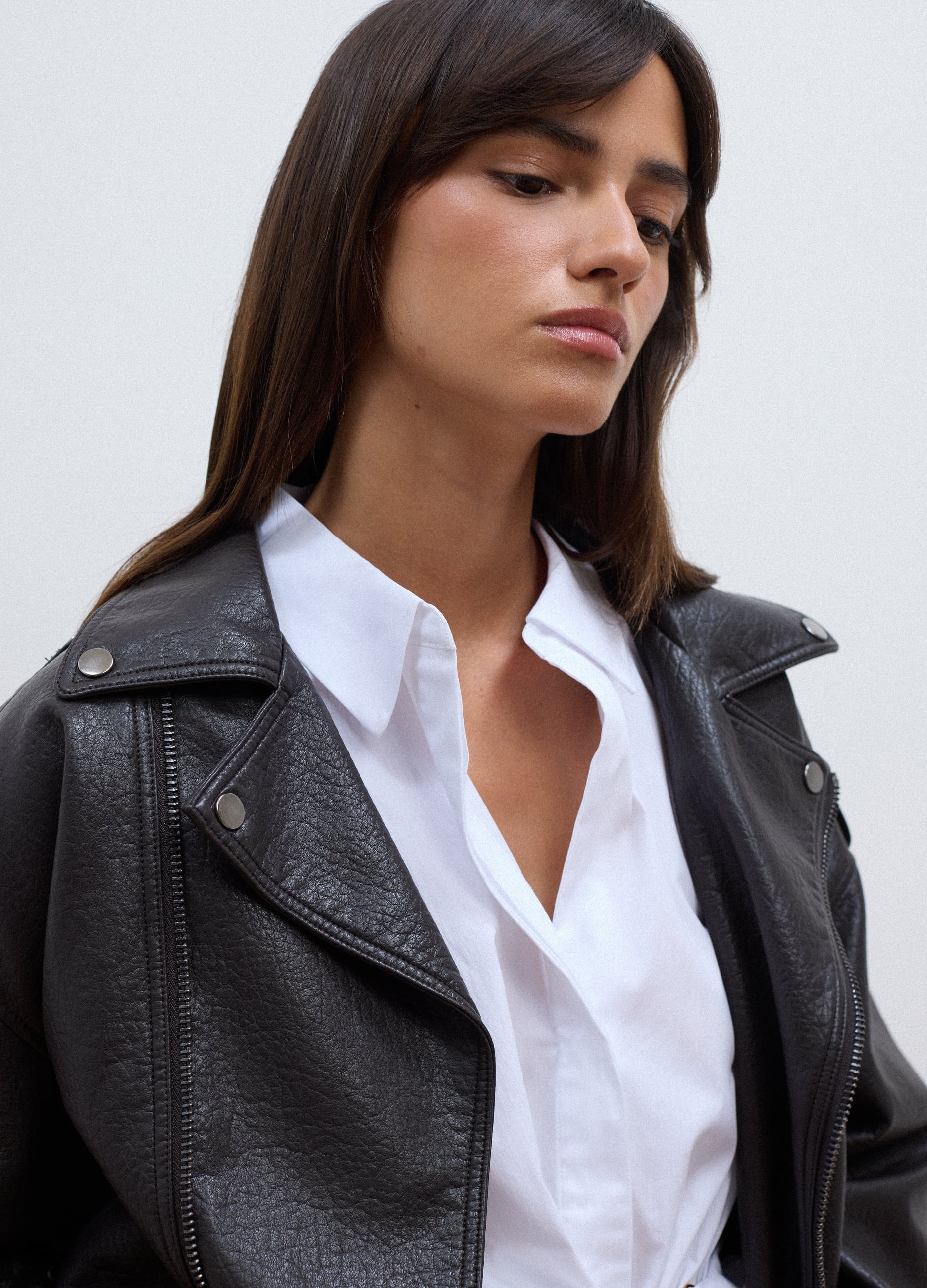 LES COPAINS, Giacca Marrone Biker In Misto Viscosa, Donna, Marrone, Taglia: XS/S