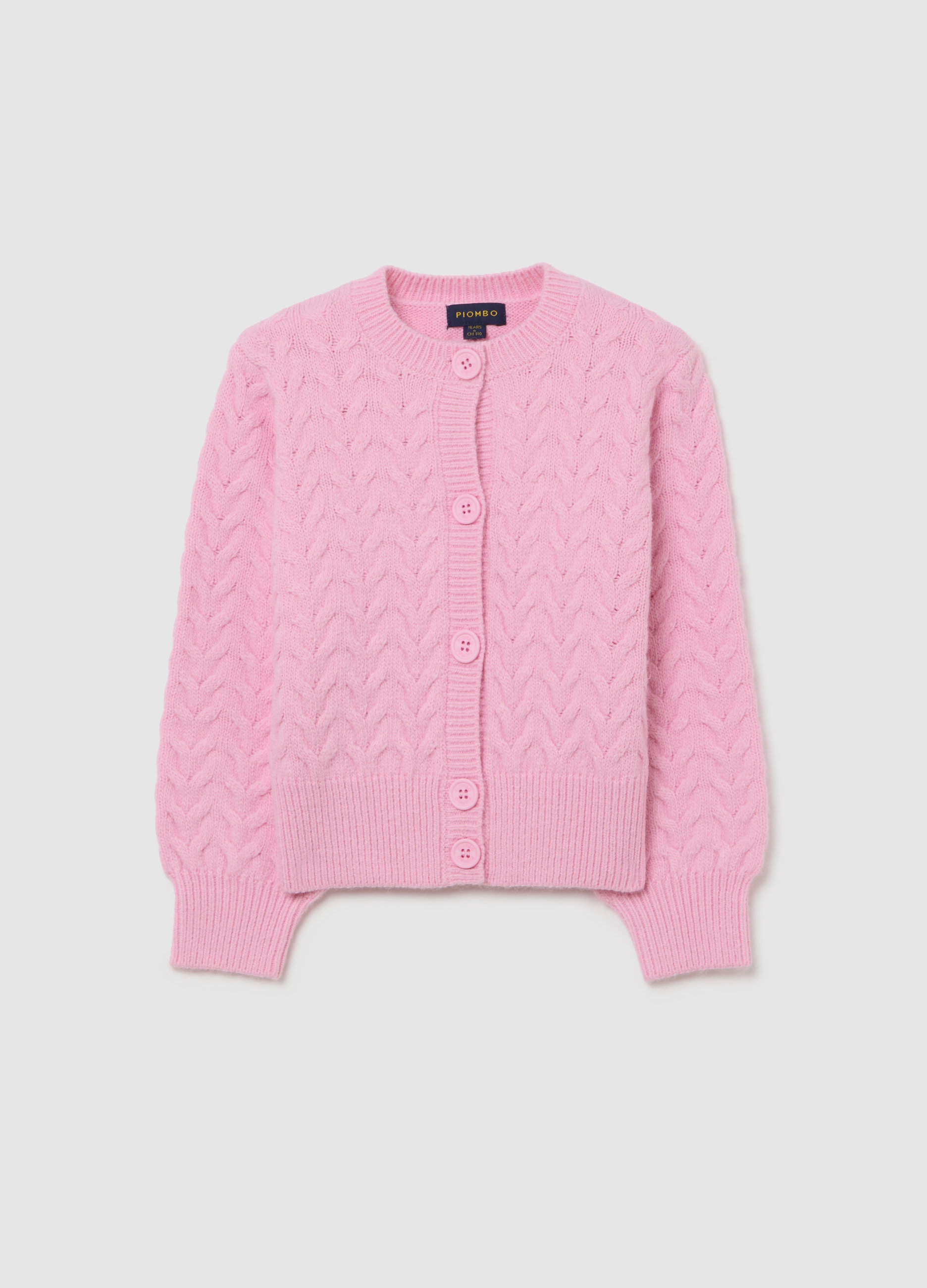 PIOMBO KIDS, Cárdigan Rosa Regular Fit Para Niña Con Diseño Tejido, Niña, Rosa pastel, Talla: 12