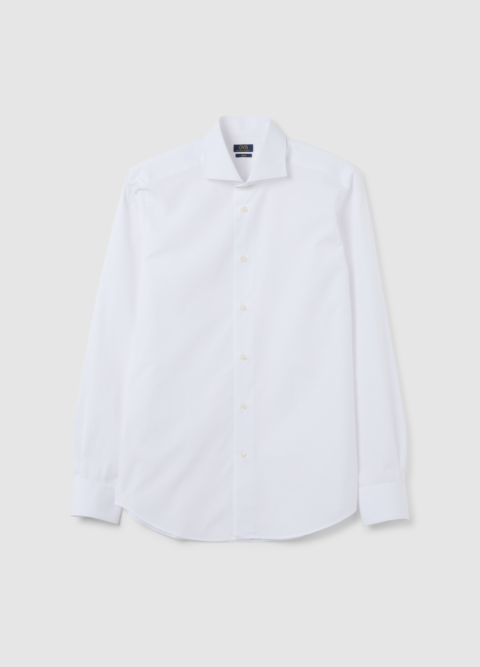 Camisa De Hombre Blanca Slim Fit De Algodón Puro, Hombre, Blanco óptico, Talla: 44