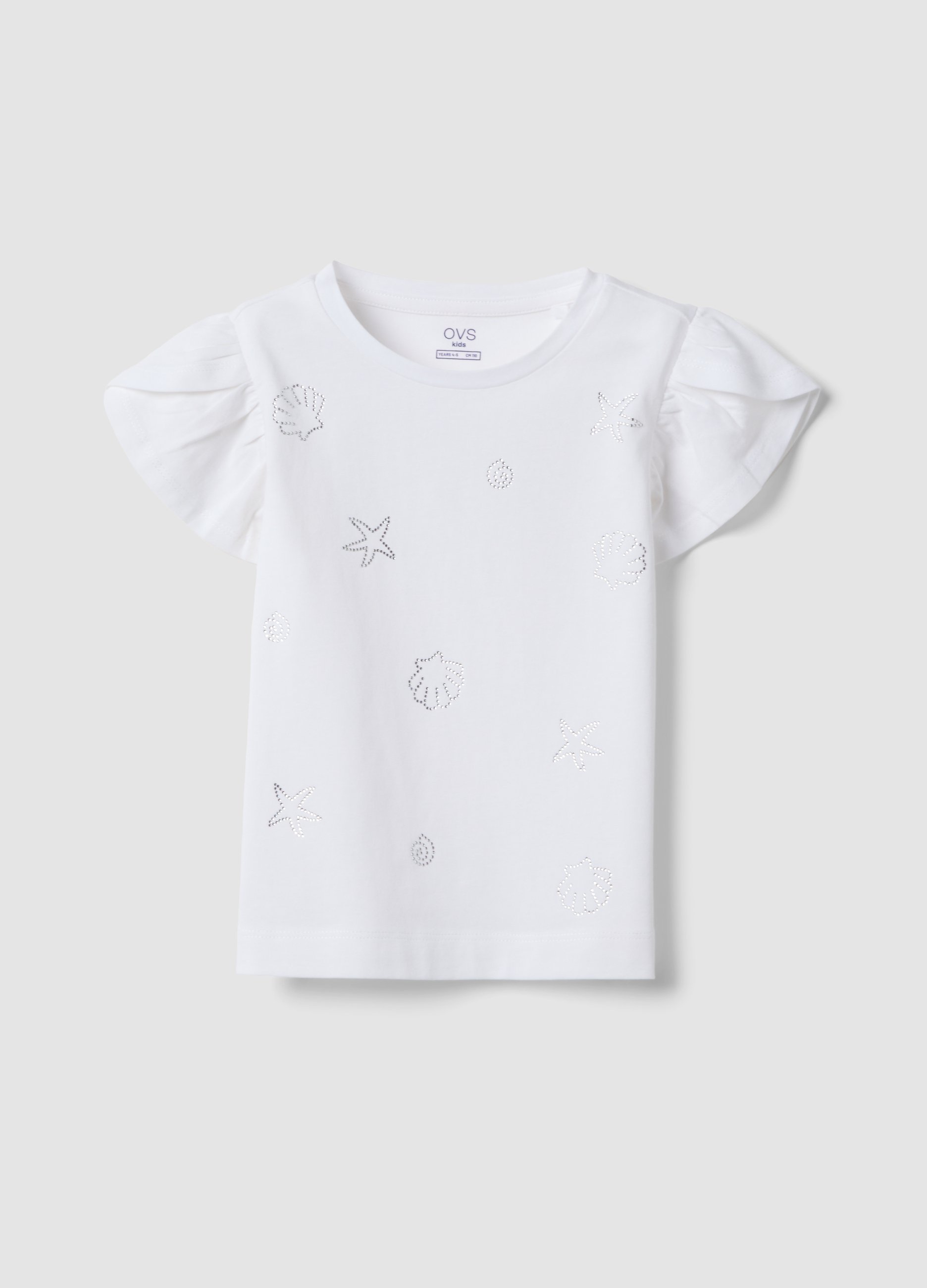 OVS KIDS, Camiseta Blanca De Manga Corta En Algodón Puro, Niña, Blanco, Talla: 5-6