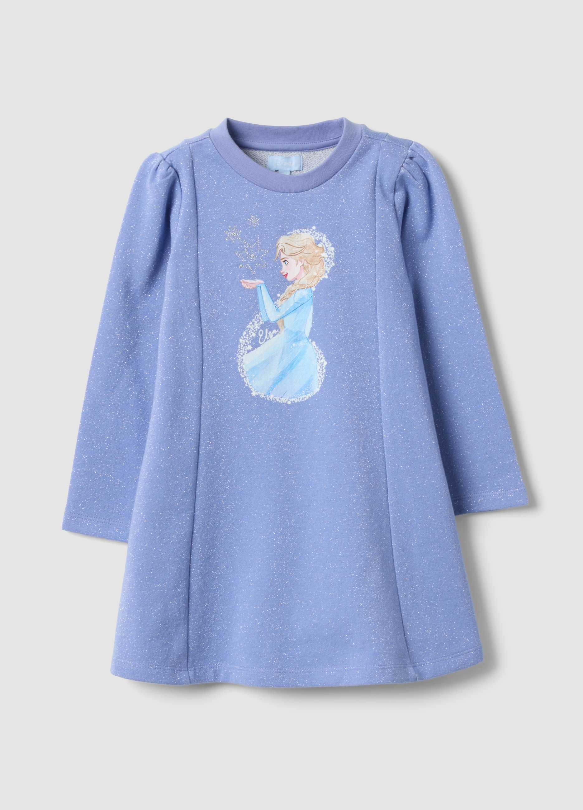 DISNEY, Abito Viola In Misto Cotone Con Stampa Frozen E Glitter Per Bambina, Viola, Taglia: 3-4