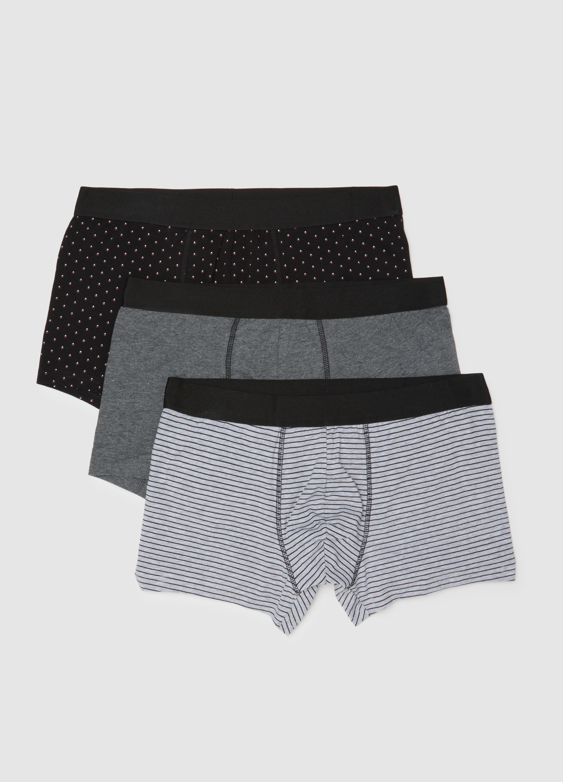 Tripack De Boxers De Algodón Elástico Multicolor Ajuste Regular, Hombre, Negro/Blanco/Gris, Talla: S