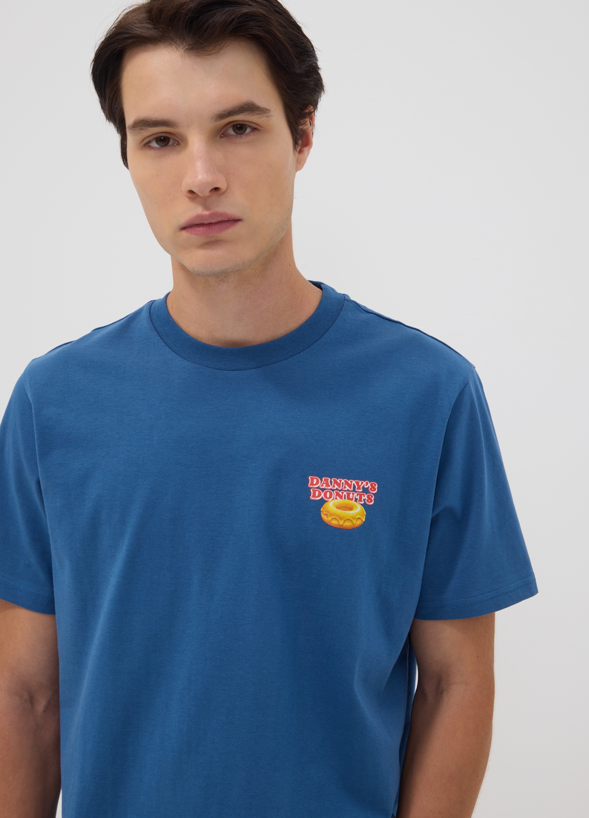 OVS, T-shirt Blu In Puro Cotone Jersey Con Stampa Regular Fit, Uomo, Blu, Taglia: XL