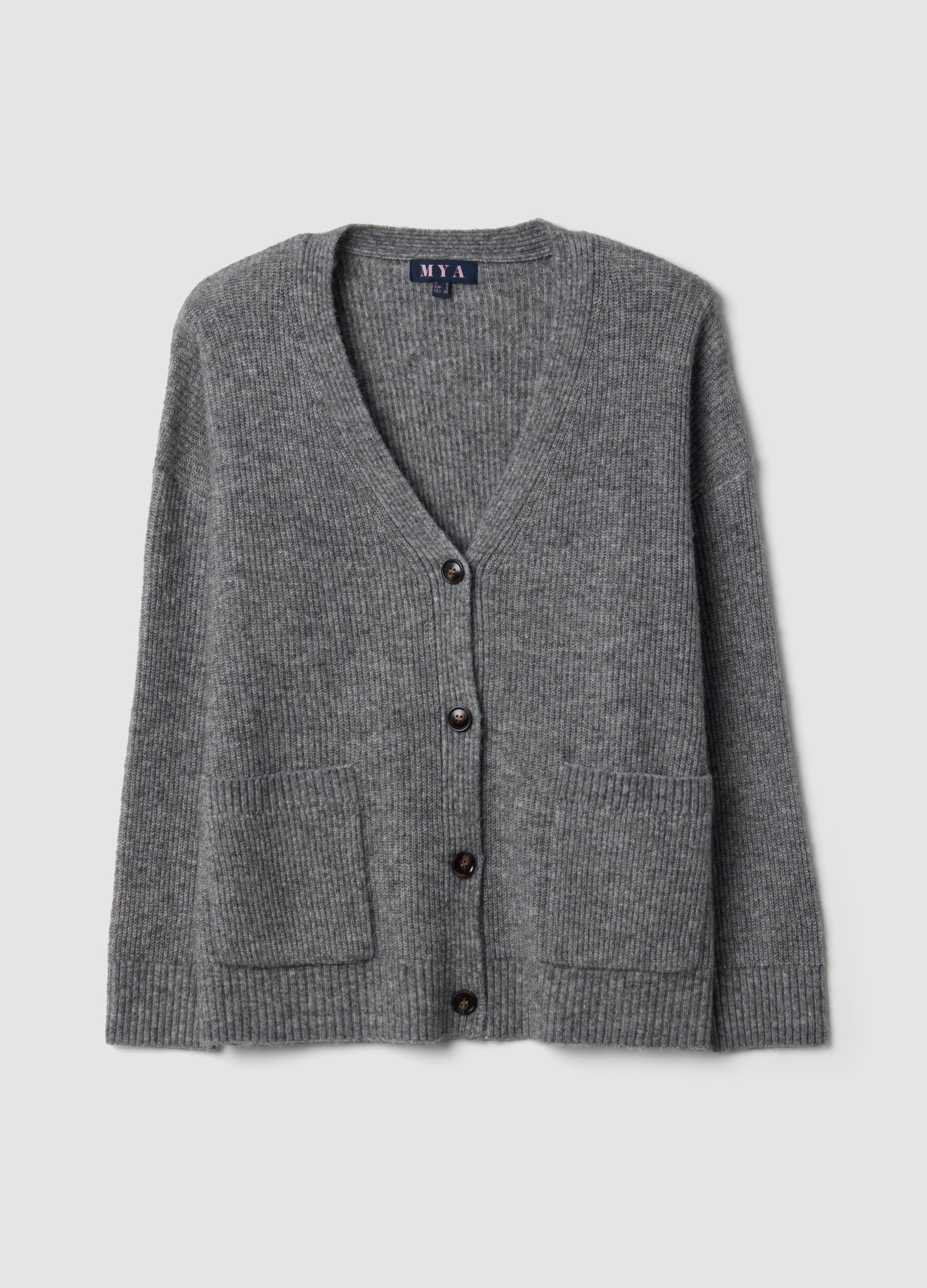 MYA, Cardigan Grigio In Tessuto Elasticizzato Con Scollo Profondo A V, Donna, Grigio, Taglia: S