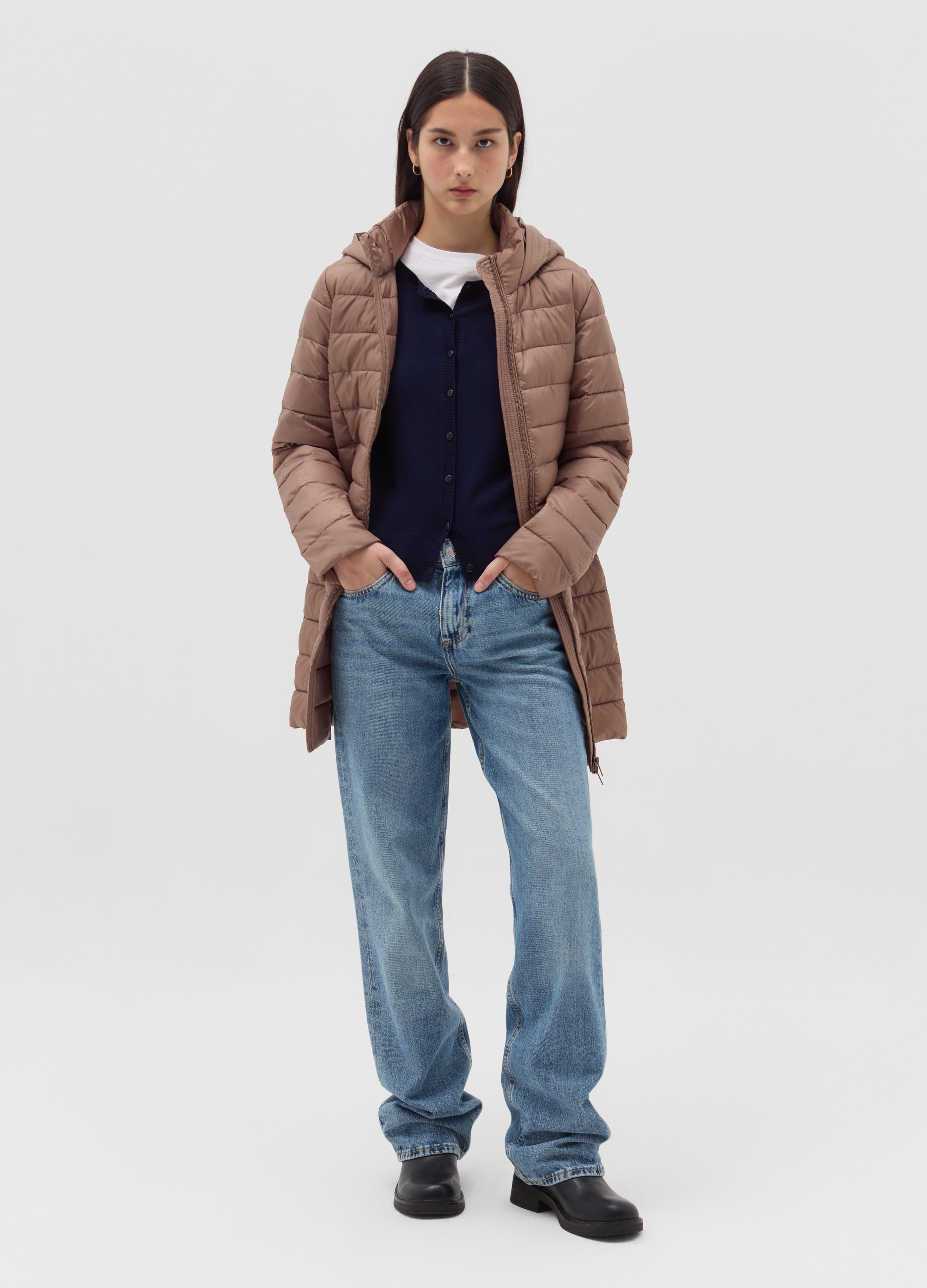 OVS, Plumas Essential Largo Ultraligero, Mujer, Marrón claro, Talla: XXL