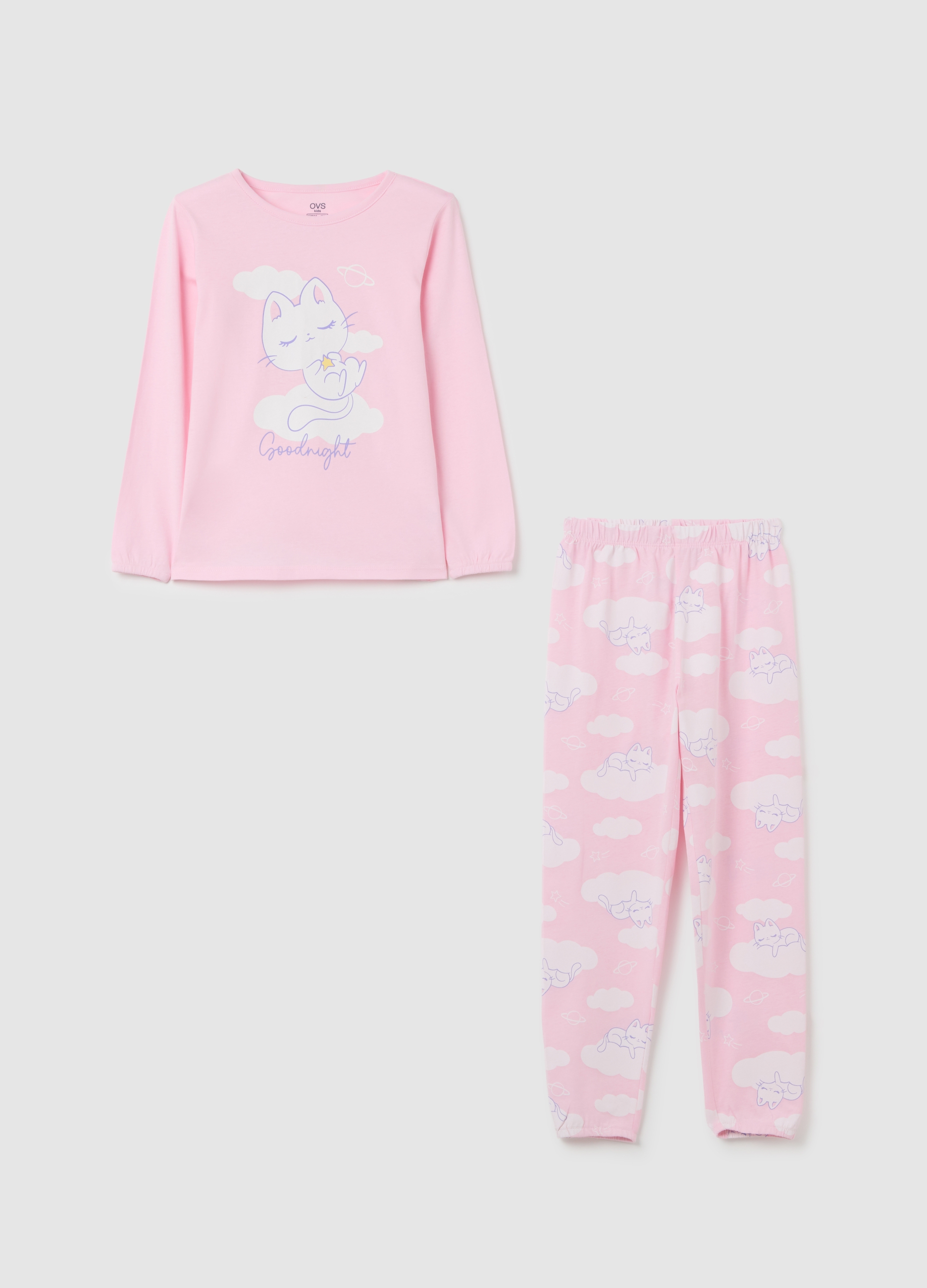 Pijama De Niña En Algodón Rosa, Niña, Rosa Claro, Talla: 8-9