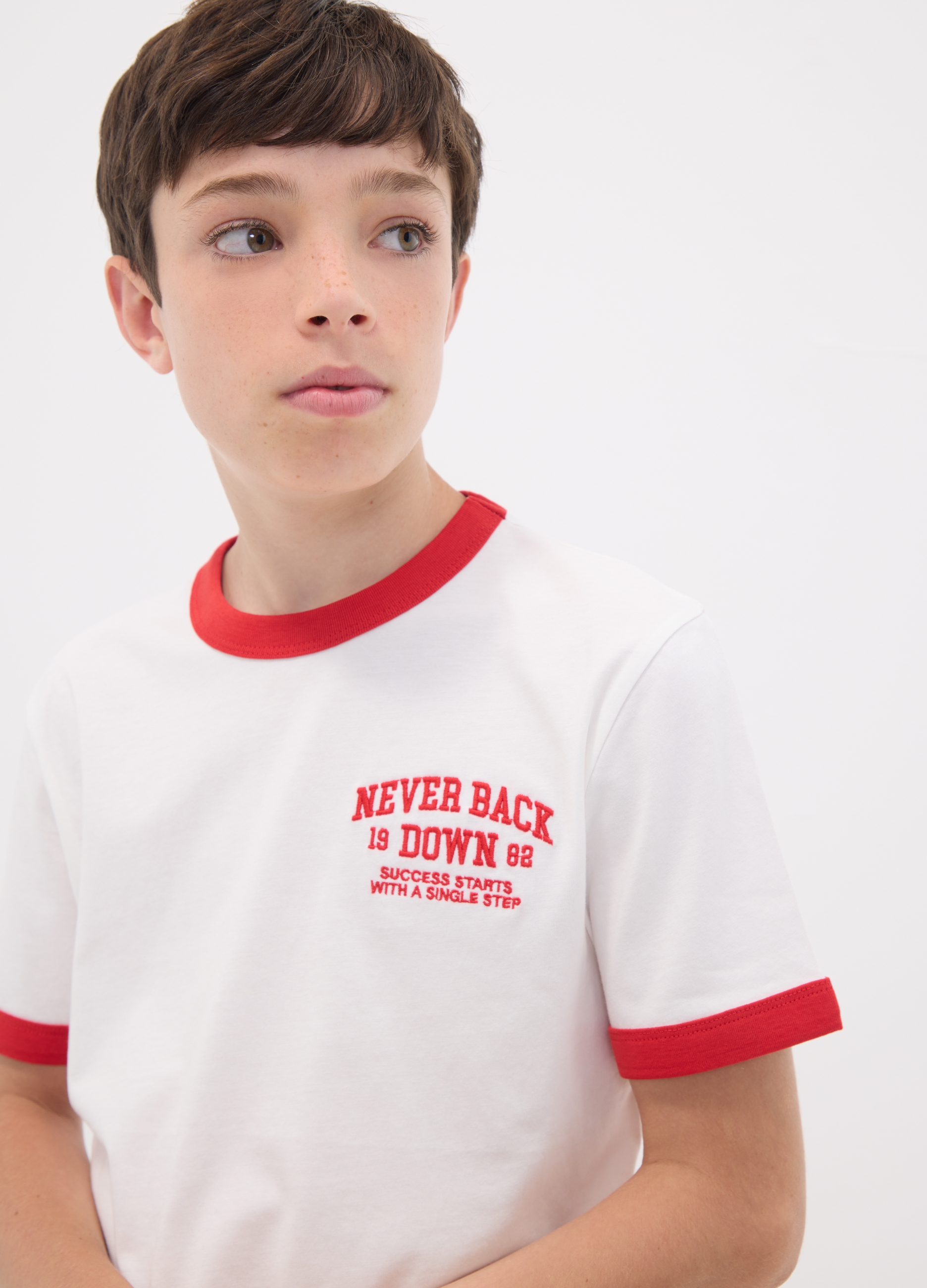 OVS KIDS, T-shirt Bianca In Puro Cotone Organico Con Stampa Relaxed Fit Per Ragazzo, Bambino, Bianco, Taglia: 12-13