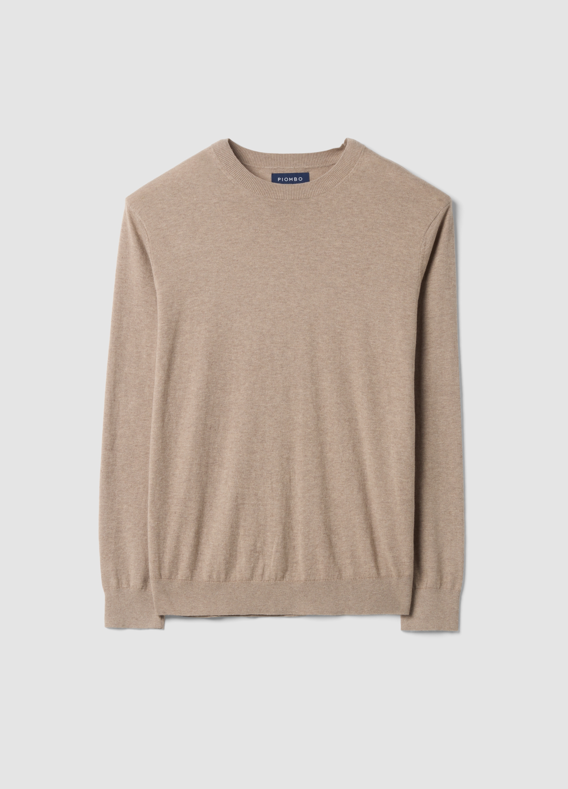 Piombo Contemporary, Maglia Beige Girocollo In Misto Cotone E Cashmere Regular Fit, Uomo, Beige, Taglia: XL