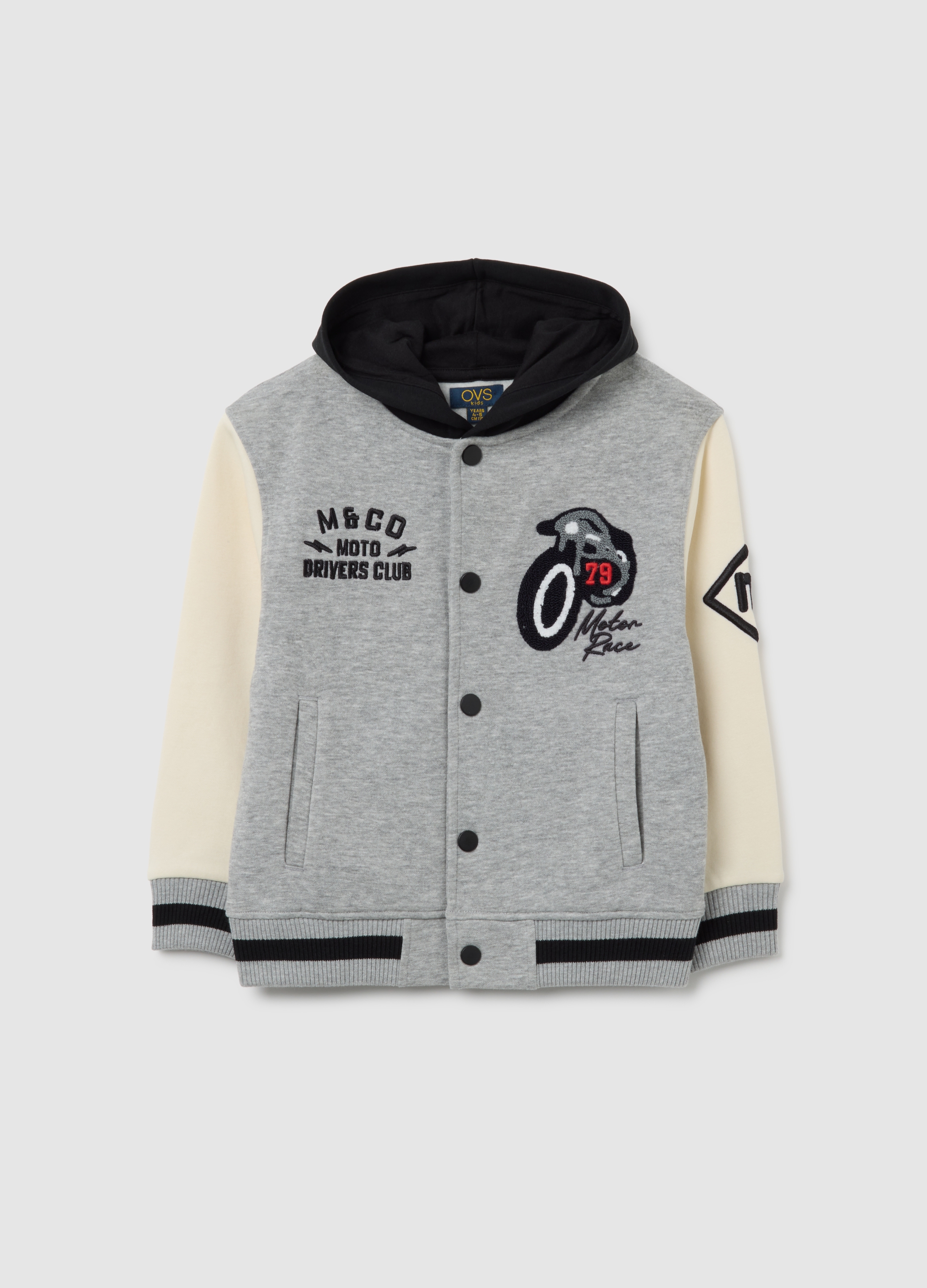 OVS KIDS, Sudadera Multicolor Para Niños En Ajuste Regular De Mezcla De Algodón Con Bordados, Niño, Grey/Black, Talla: 6-7