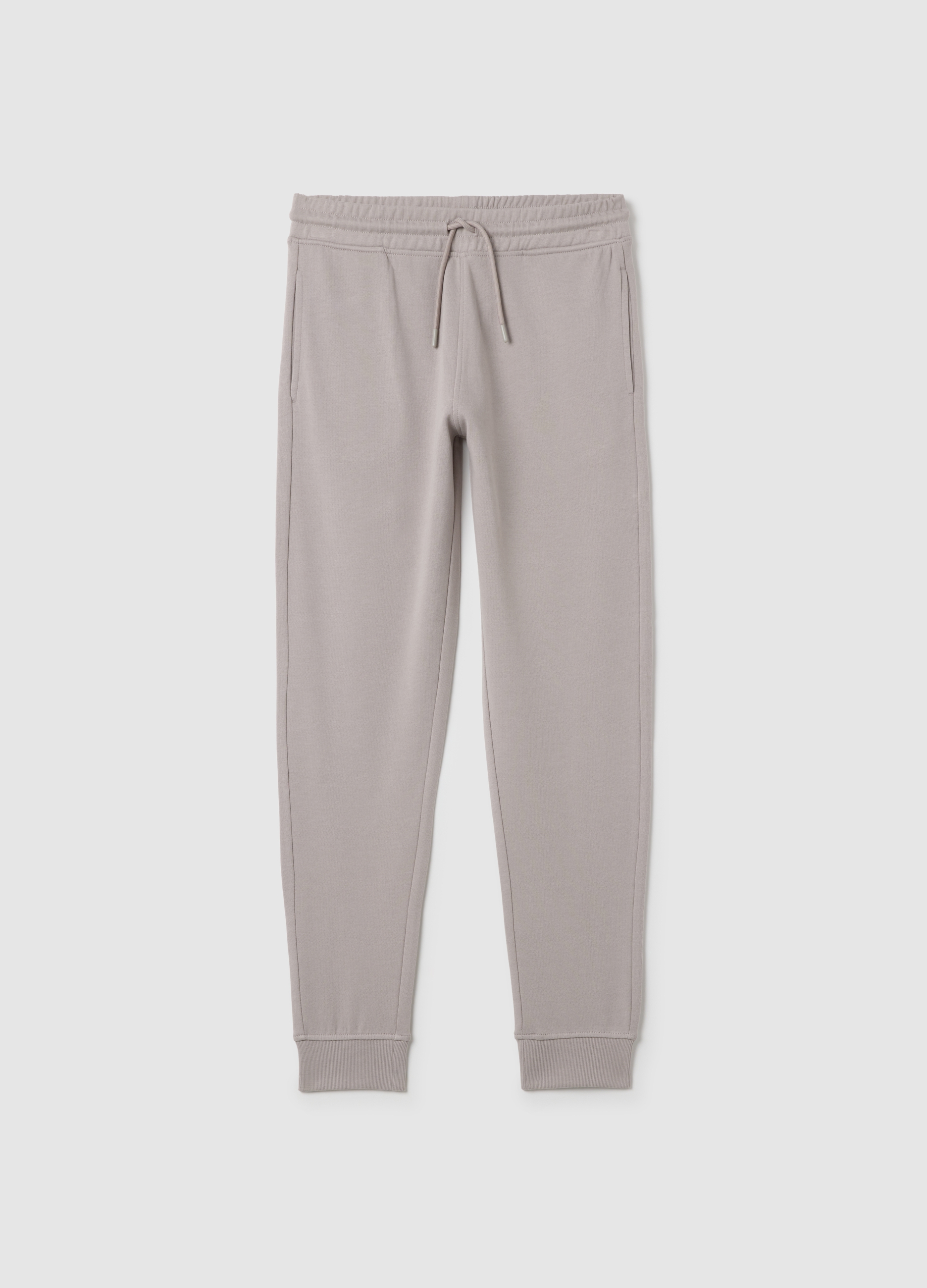 Joggers Para Niño En Puro Algodón Gris Ajuste Regular, Niño, Gris paloma, Talla: 10-11
