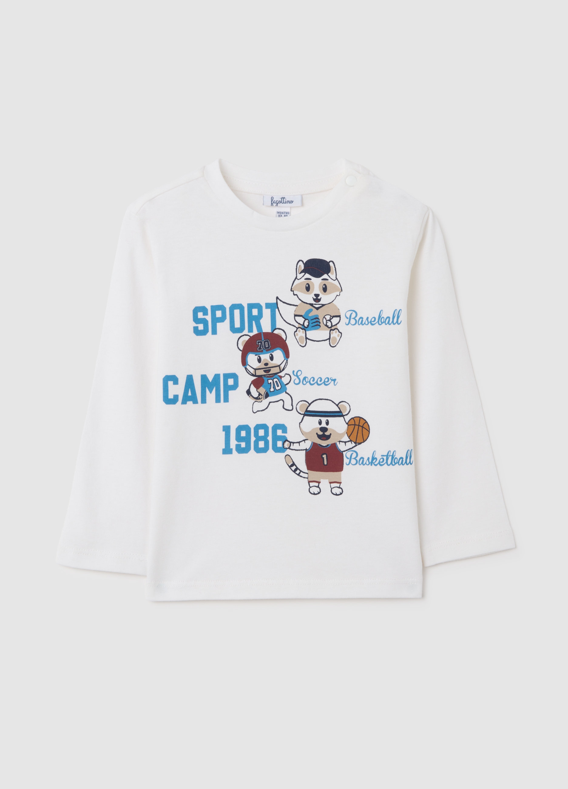 FAGOTTINO, T-shirt Da Neonato In Puro Cotone Bianca Regular Fit, Bambino, Bianco, Taglia: 12-18