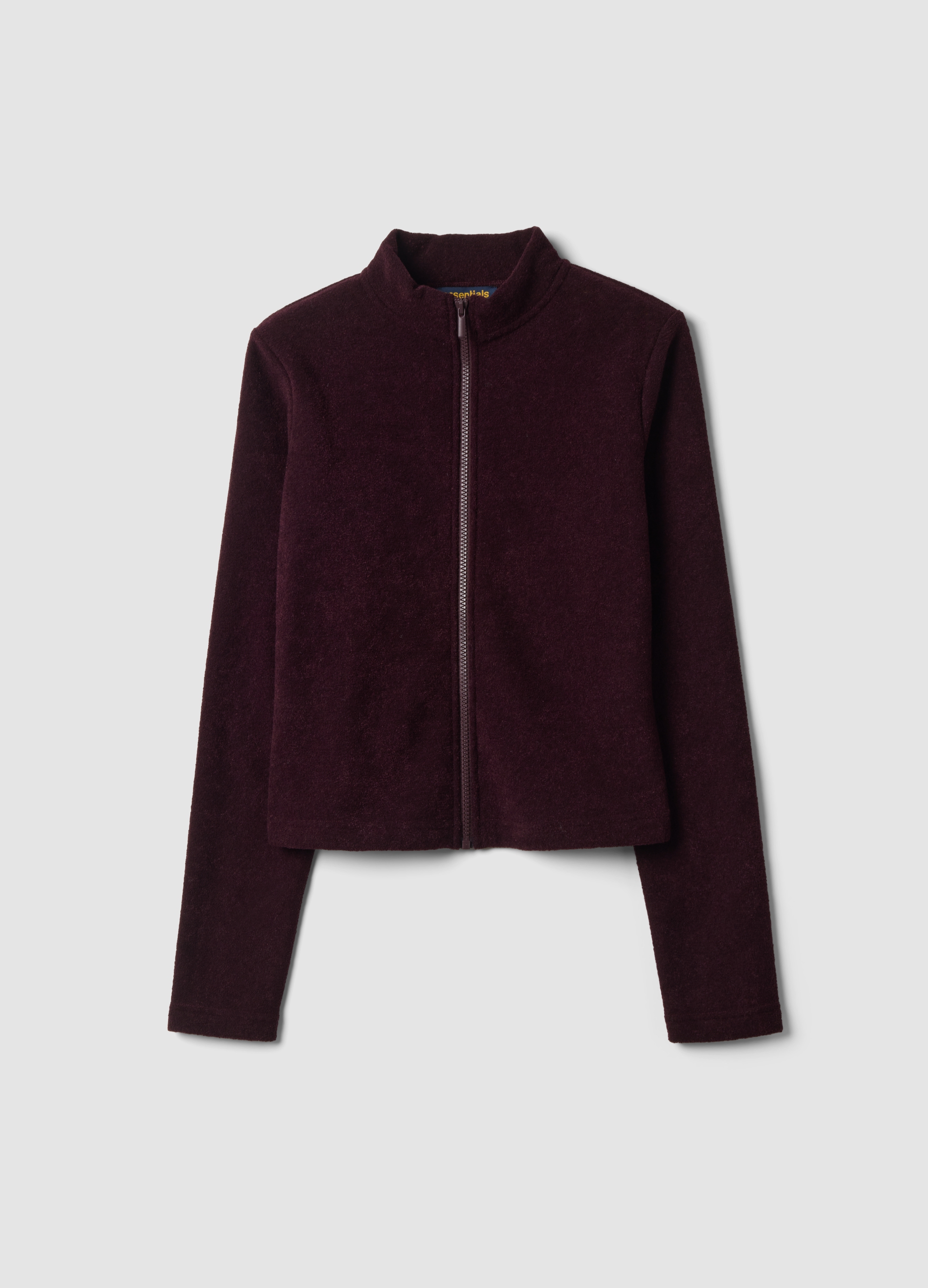 OVS, Maglia Viola In Misto Viscosa Fleece Con Girocollo E Zip Regular Fit, Donna, Viola, Taglia: S