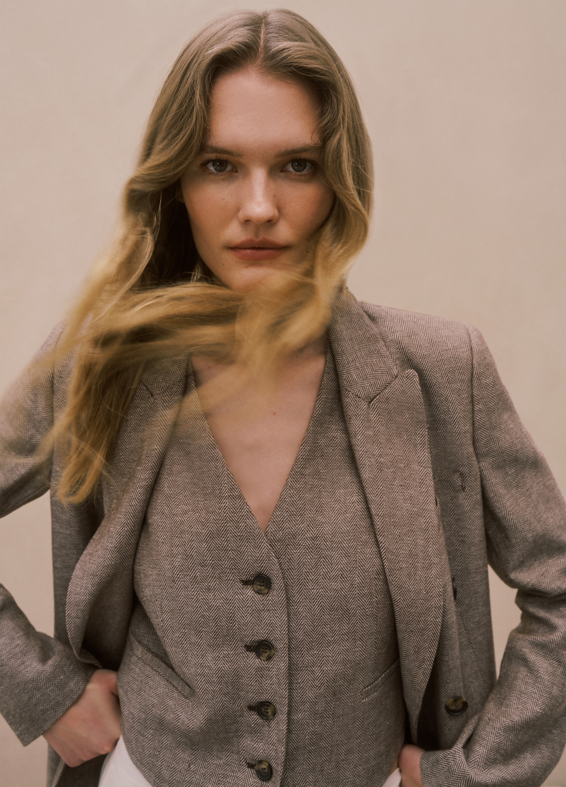 Piombo Contemporary, Chaleco Con Rayas Multicolor De Ajuste Regular En Mezcla De Viscosa Y Lino, Mujer, Blanco/marrón, Talla: 36